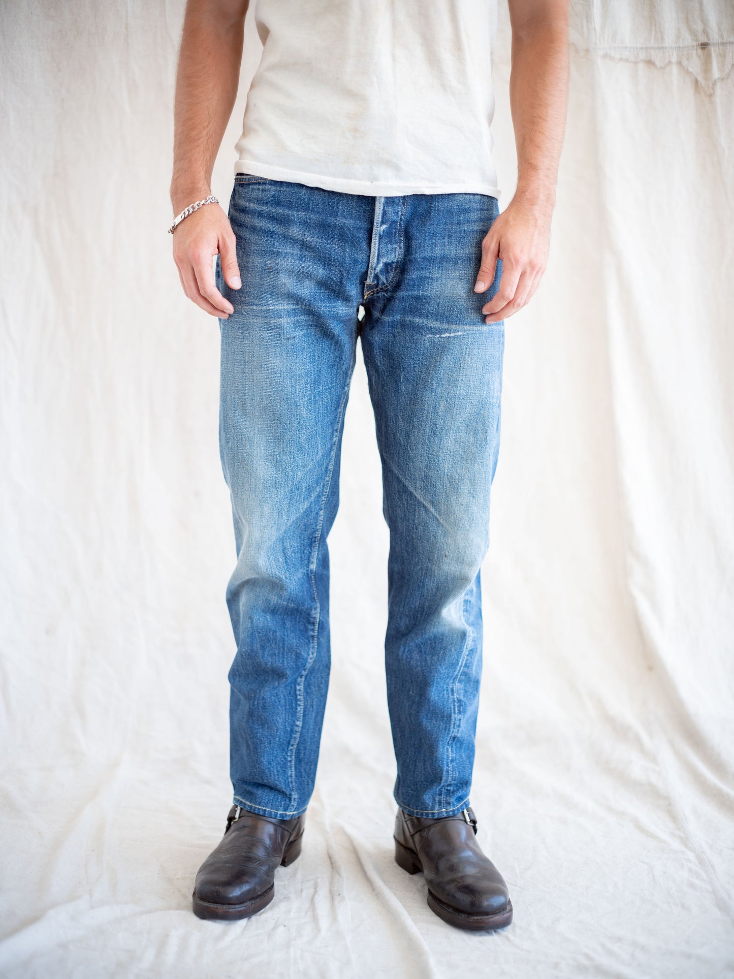 1960’s Levi’s Big E 501 in a Dark Mid with Character 32W
