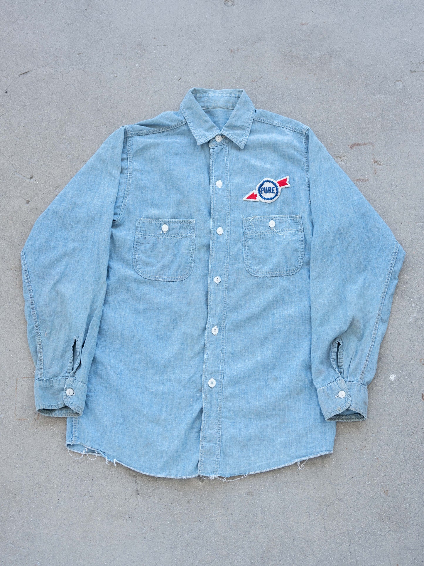 1960’s “Pure” Chambray Work Shirt with Character