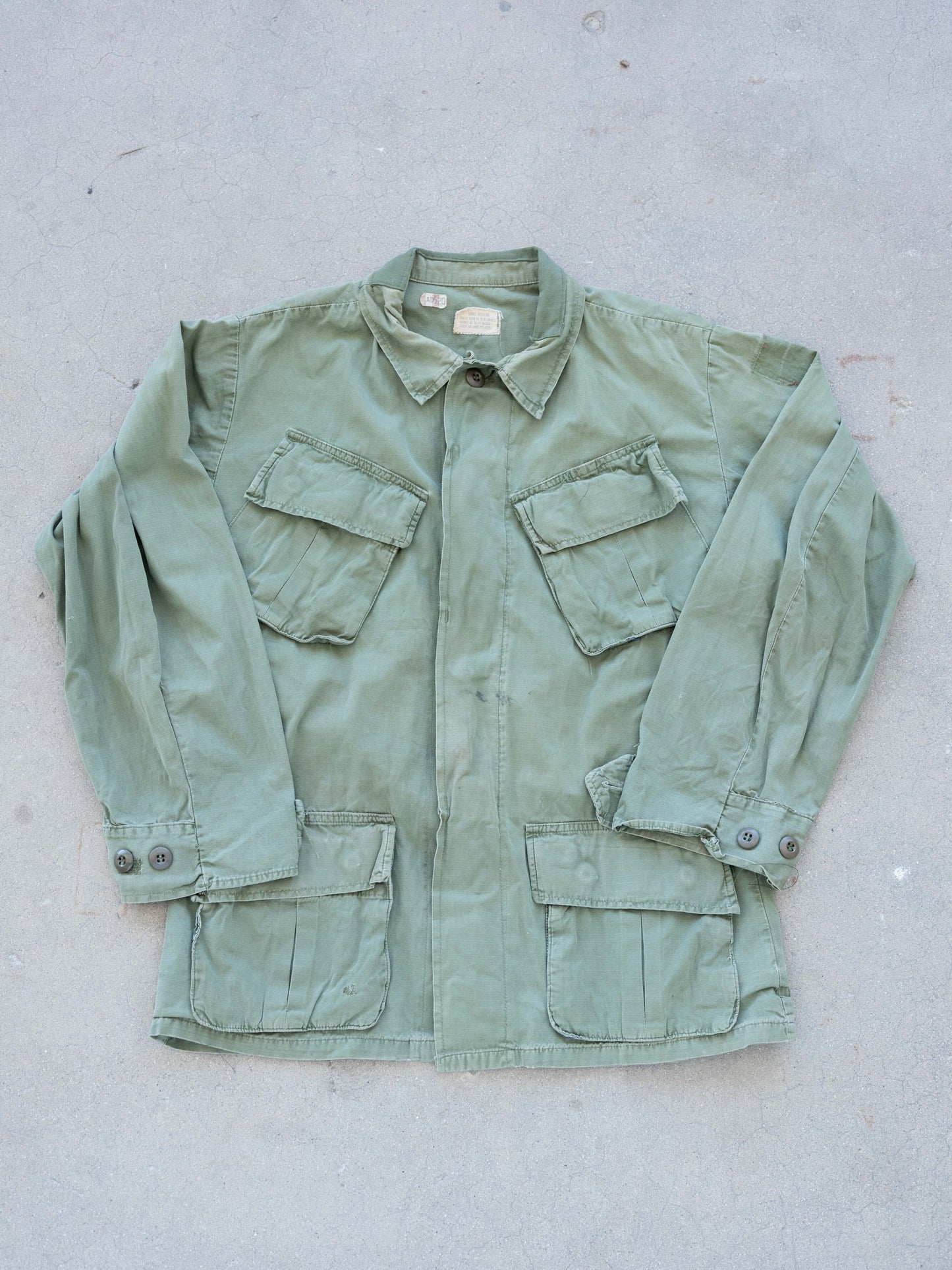 1960’s Slant Pocket Vietnam Jungle Jacket with Wear and Repairs