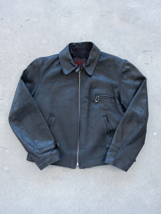 1930’s Ball and Chain Three Pocket Leather Jacket with Blanket Lining and Chin Strap
