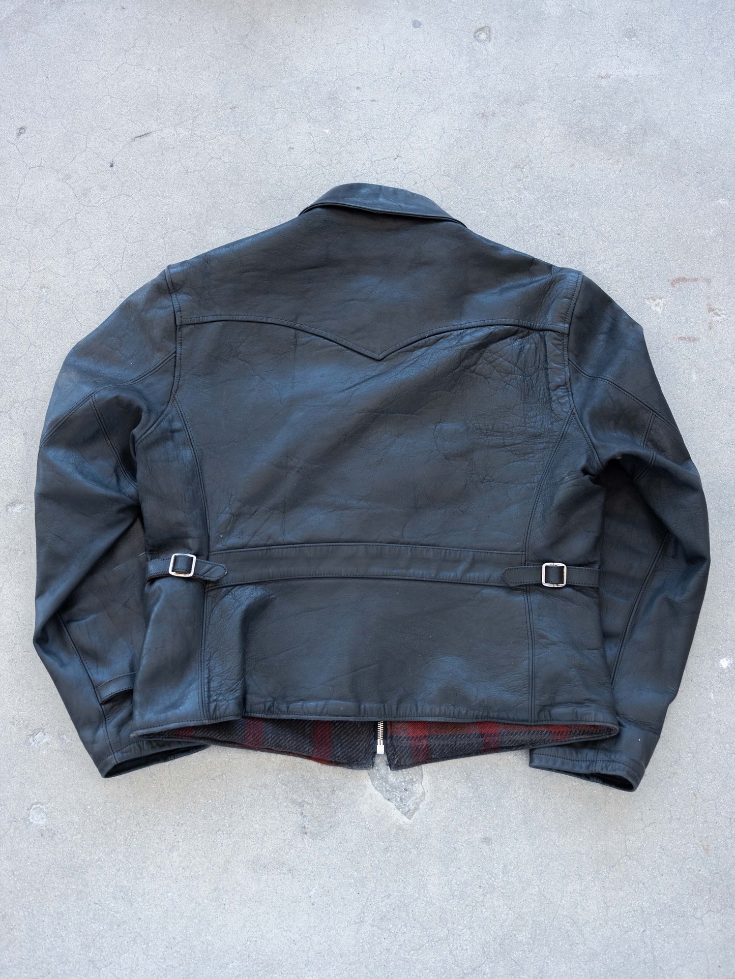 1930’s Ball and Chain Three Pocket Leather Jacket with Blanket Lining and Chin Strap