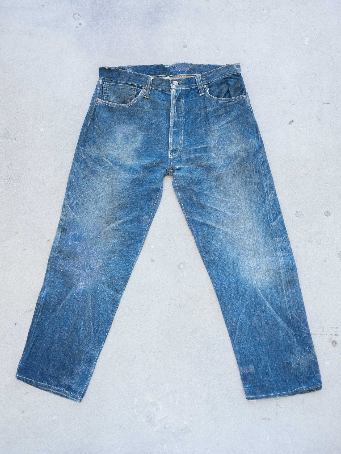 1940’s Levi’s Big E WWII S501XX in a Dark Wash with Repairs 34W