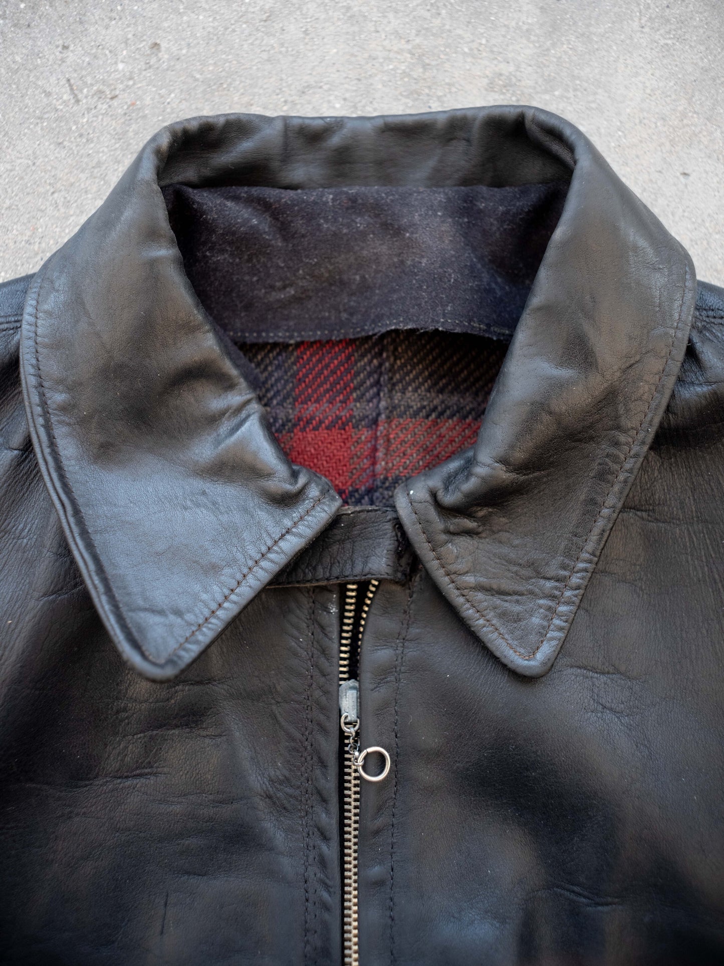 1930’s Ball and Chain Three Pocket Leather Jacket with Blanket Lining and Chin Strap