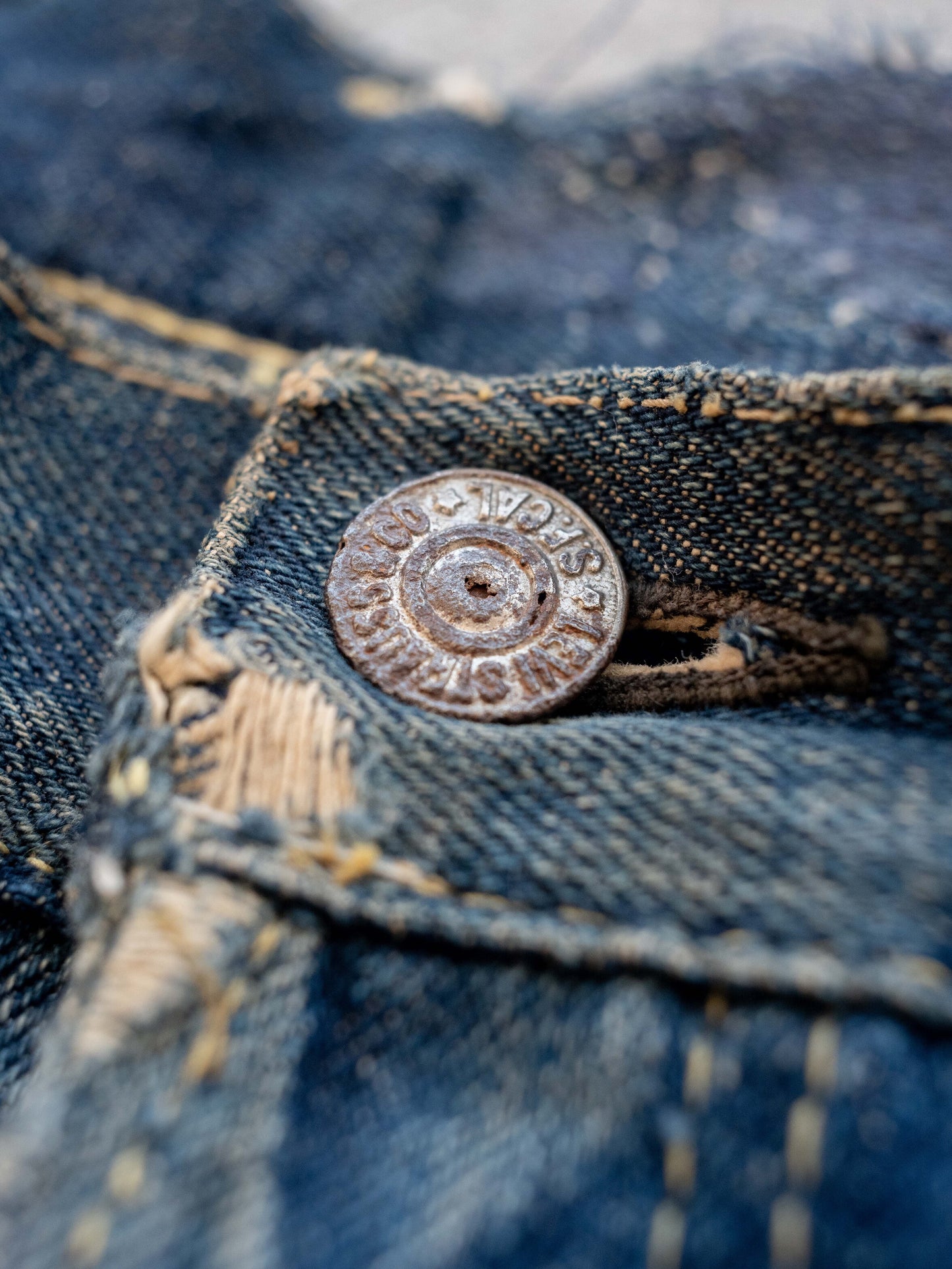 1940’s Levi’s Big E WWII S501XX in a Dark Wash with Repairs 34W