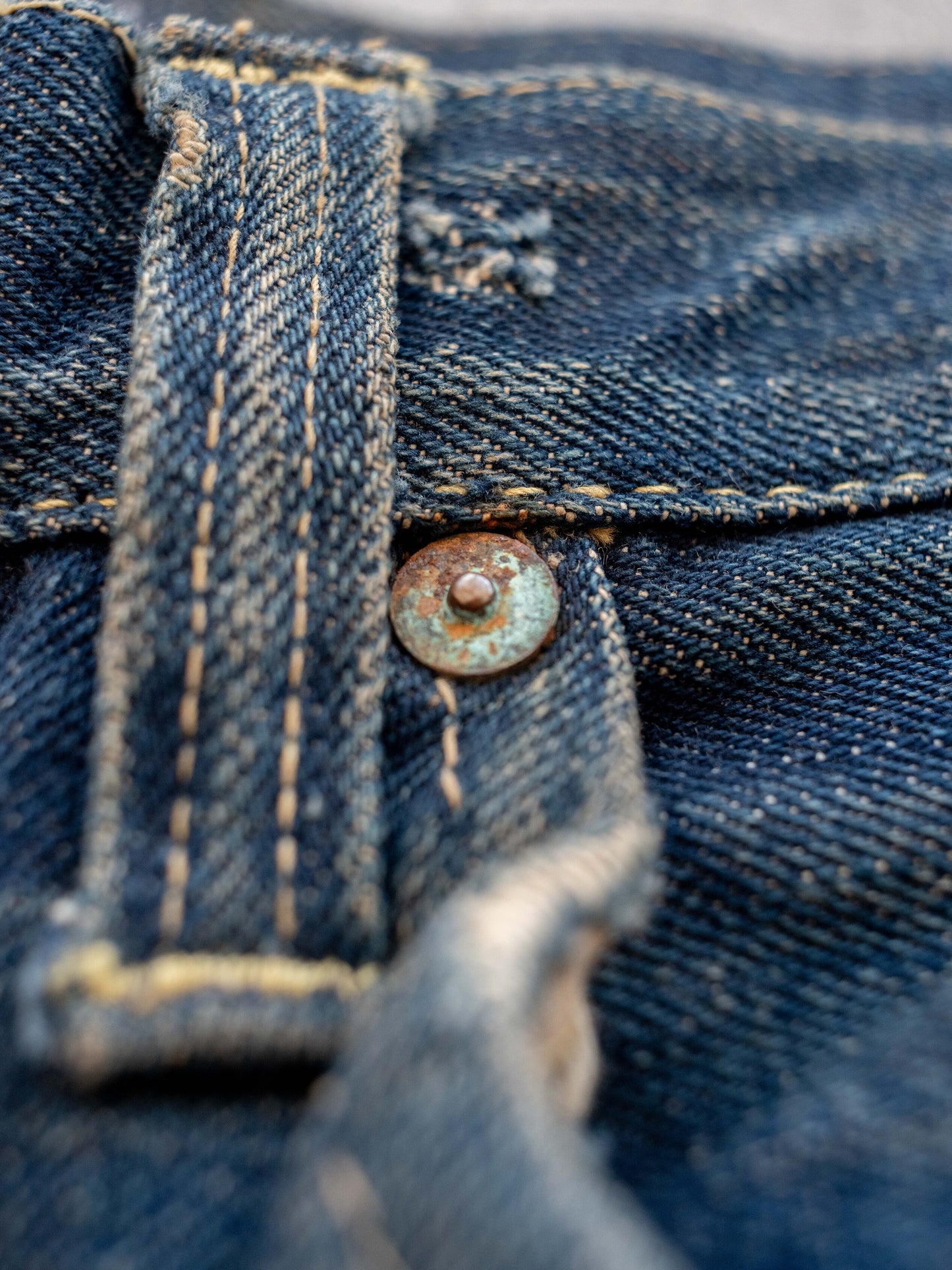 1940’s Levi’s Big E WWII S501XX in a Dark Wash with Repairs 34W