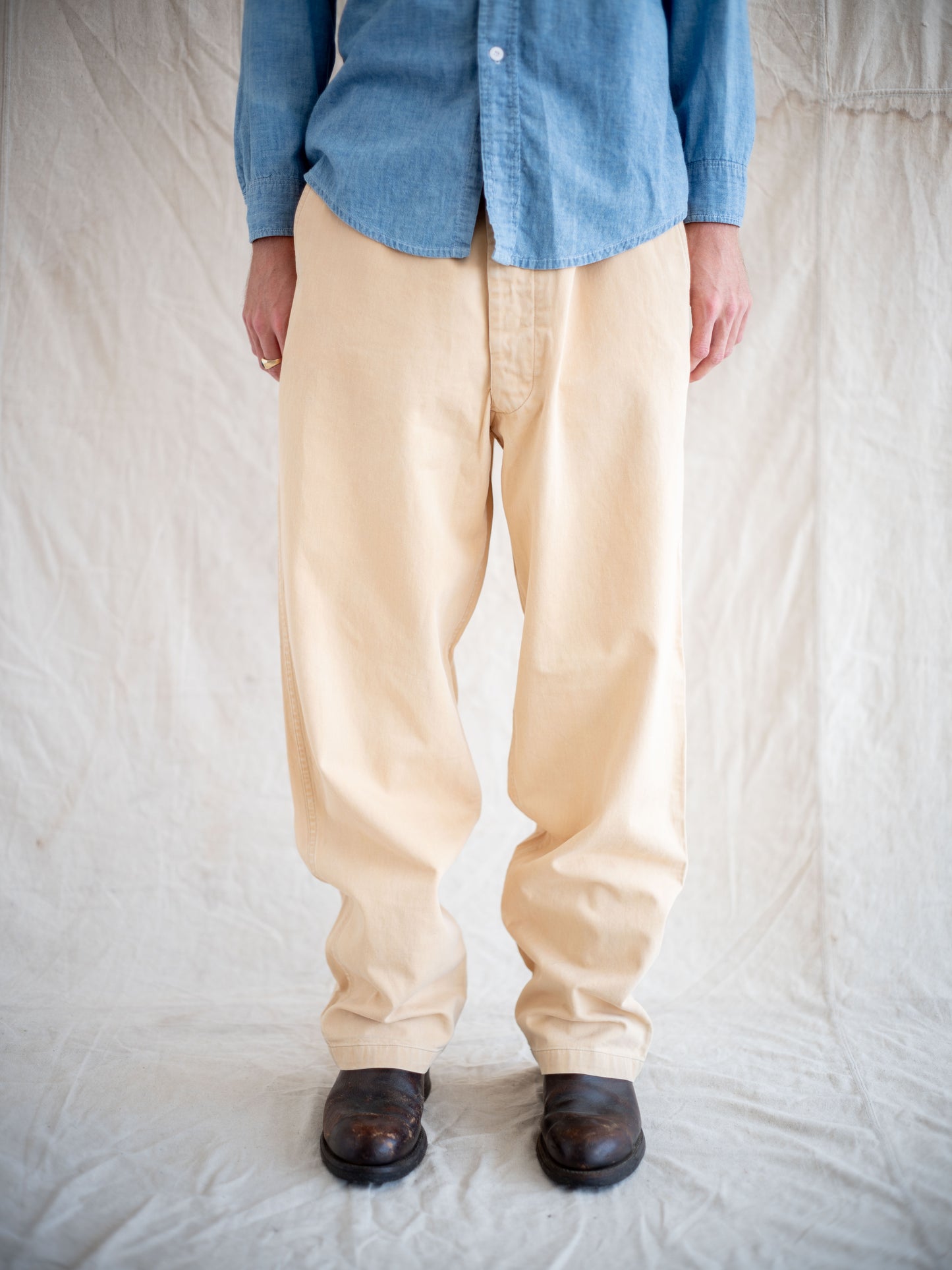 1940’s/1950’s Buttonfly Cream Wideleg Chinos 37W