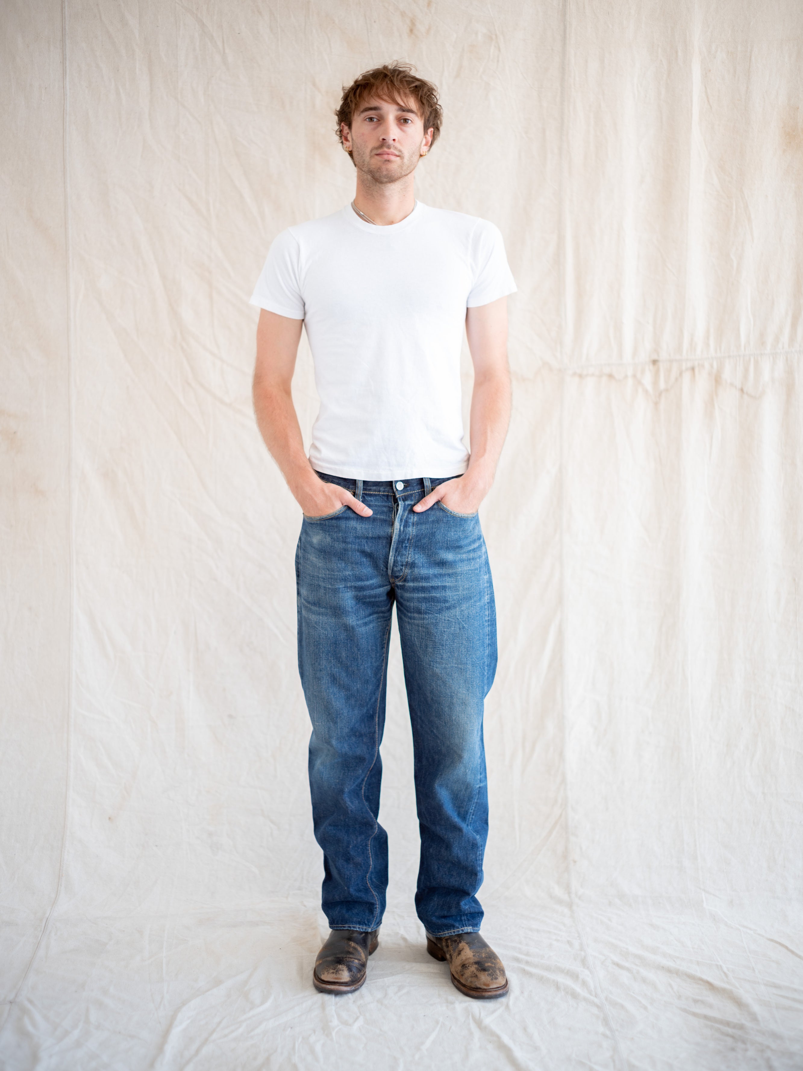 1950's Levi's 501XX Soft Leather Patch in Dark Midwash with