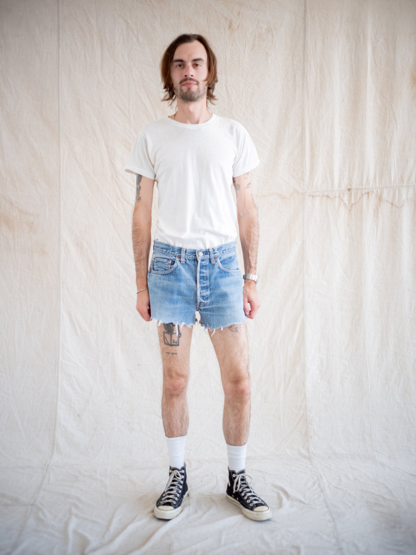 1970’s Levi’s 501s Redline Cutoff Short in a Midwash W32