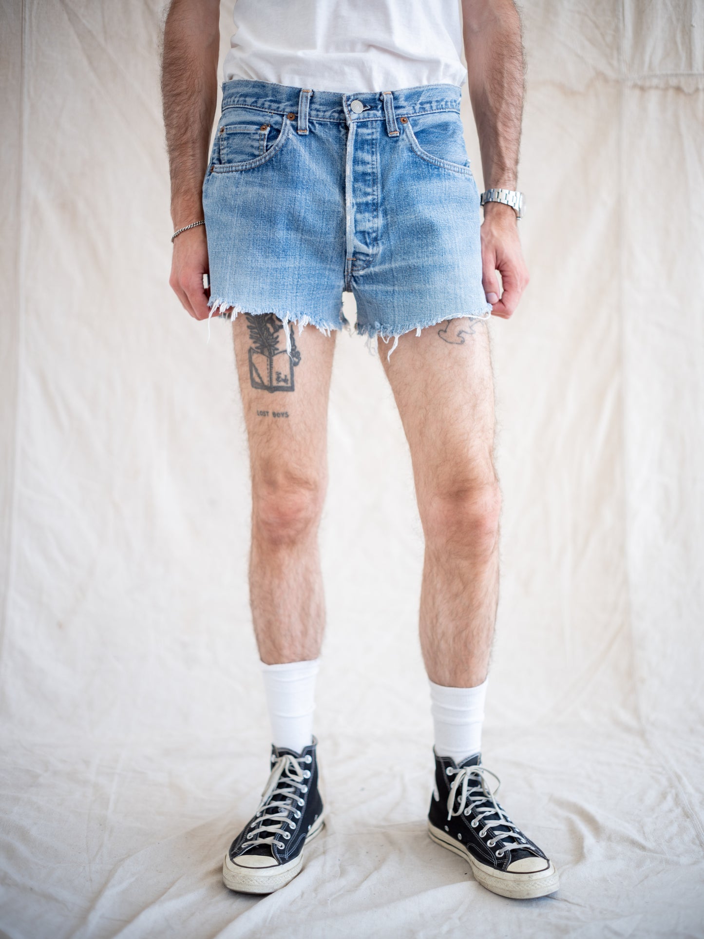1970’s Levi’s 501s Redline Cutoff Short in a Midwash W32
