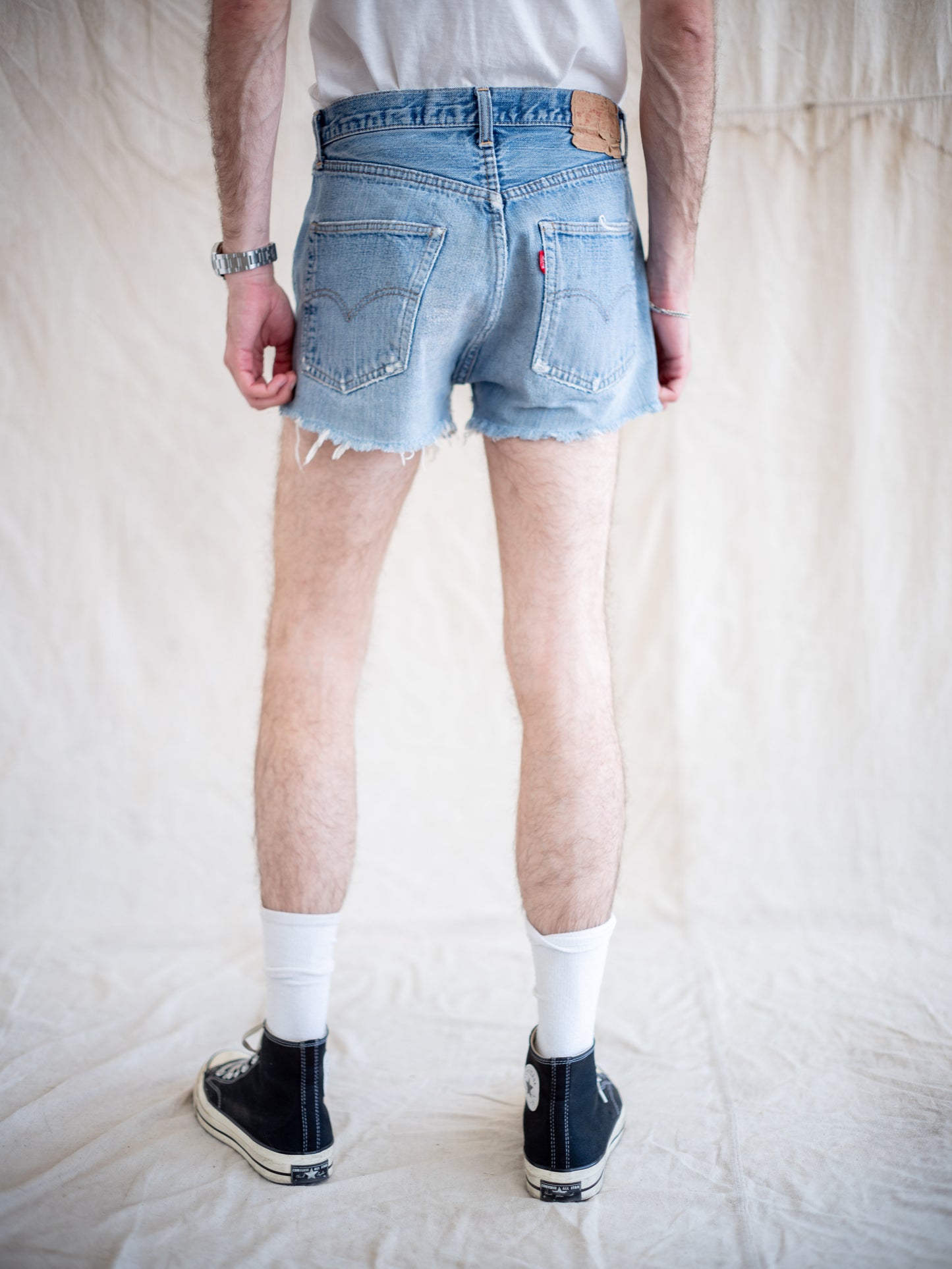 1970’s Levi’s 501s Redline Cutoff Short in a Midwash W32