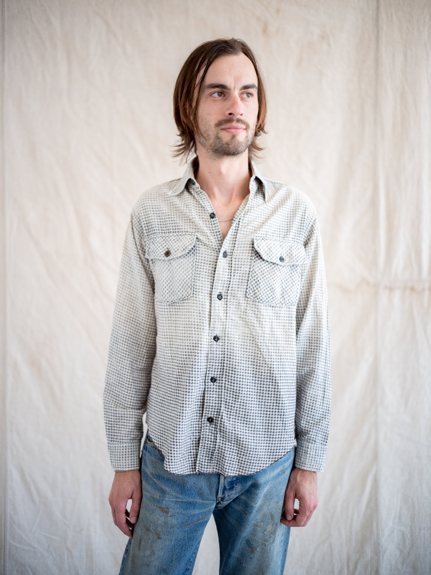 1940’s Faded Houndstooth Flannel with OG Repairs
