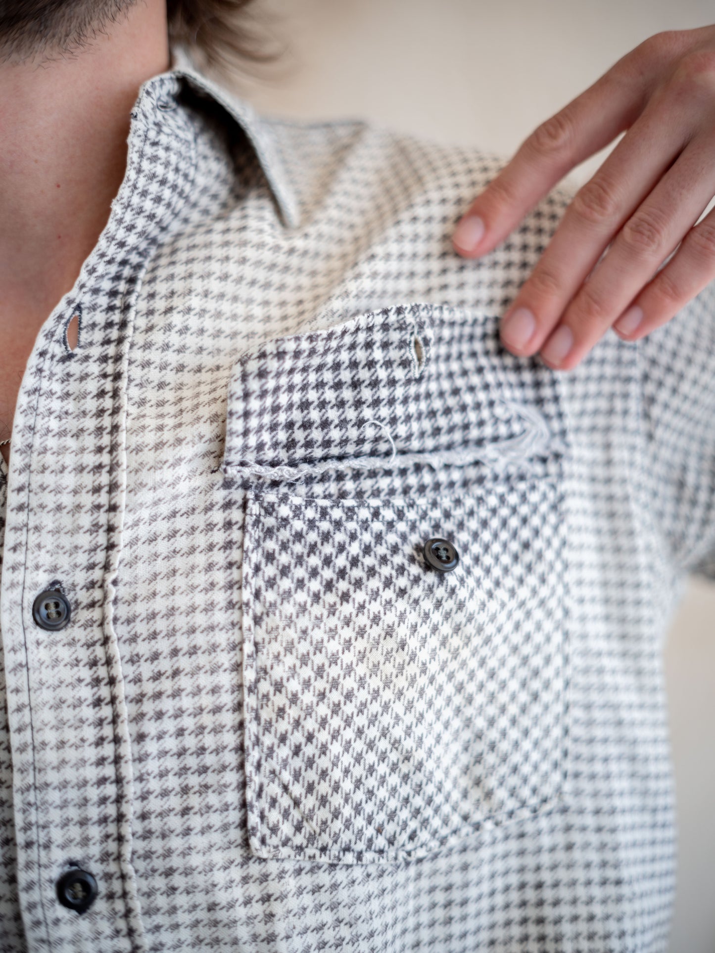 1940’s Faded Houndstooth Flannel with OG Repairs