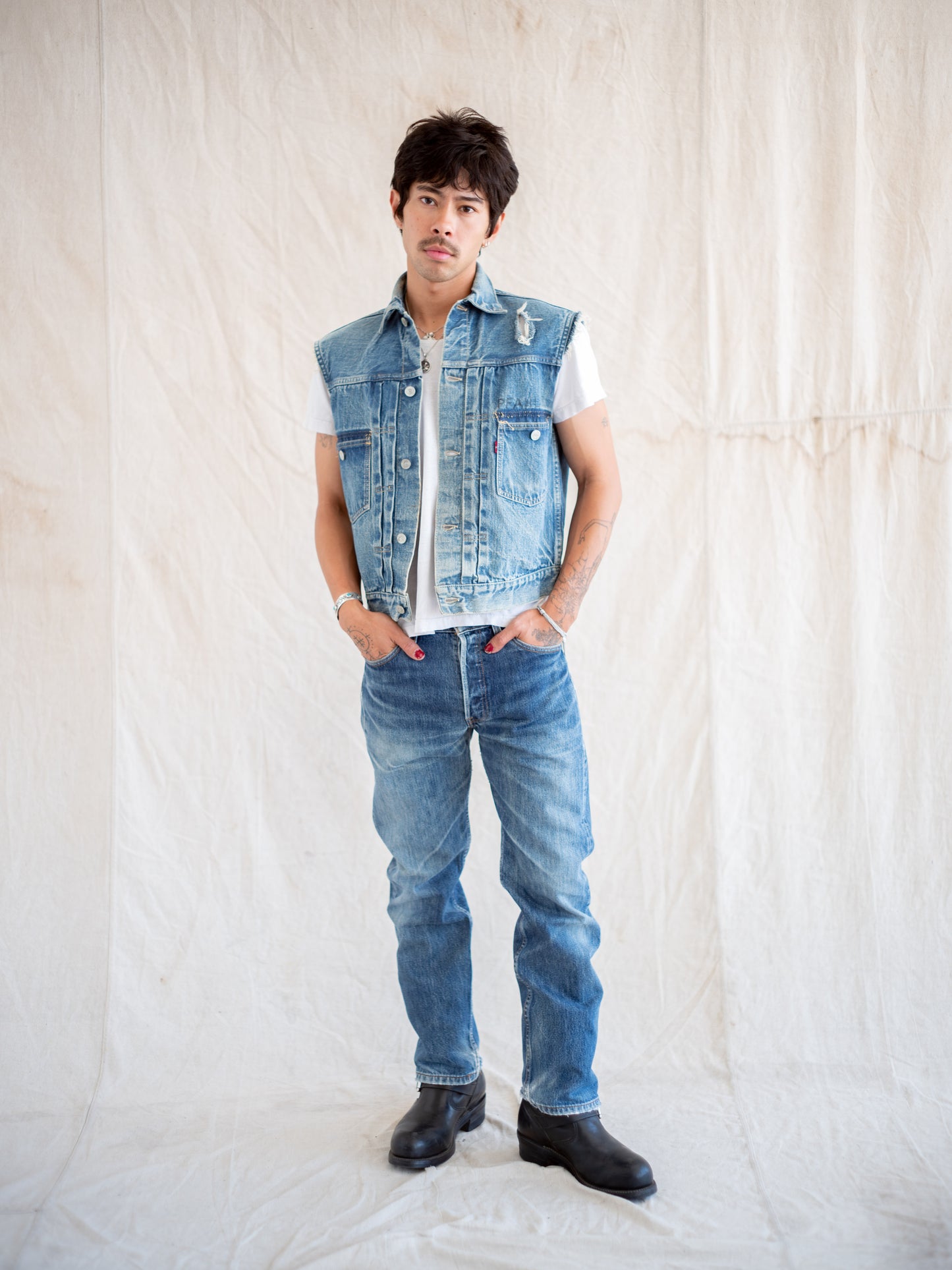 1950’s Punk/Grunge 507xx with Cut Sleeves and Flaps