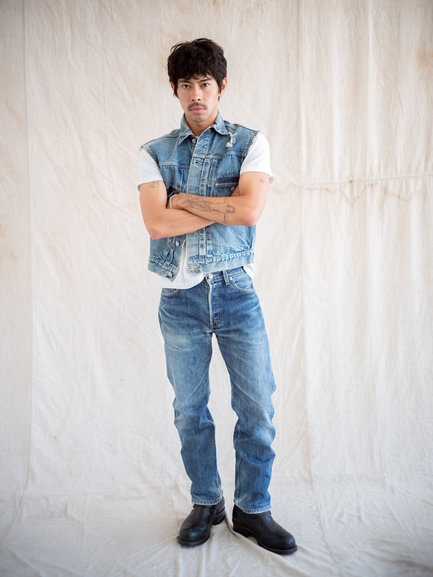 1950’s Punk/Grunge 507xx with Cut Sleeves and Flaps