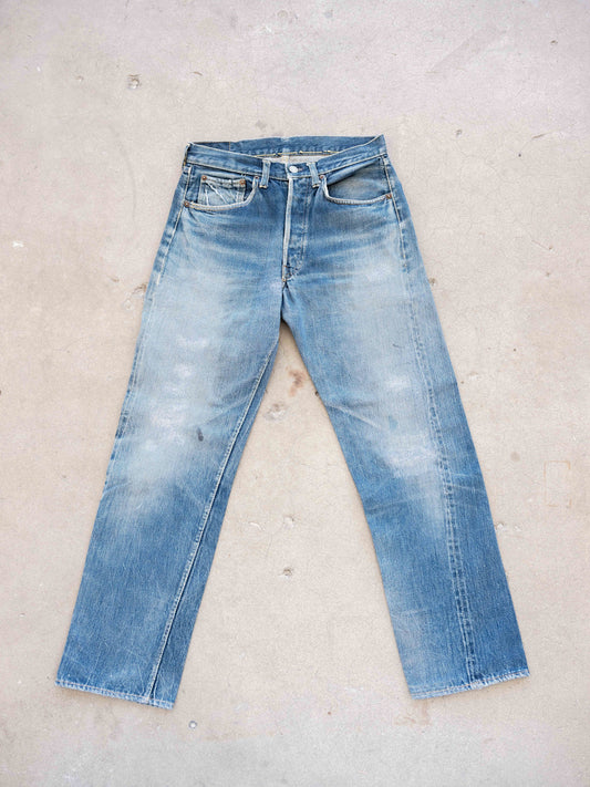 1960’s Levi’s Big E 501XX Hidden Rivets in a Light Midwash with Repairs 30W