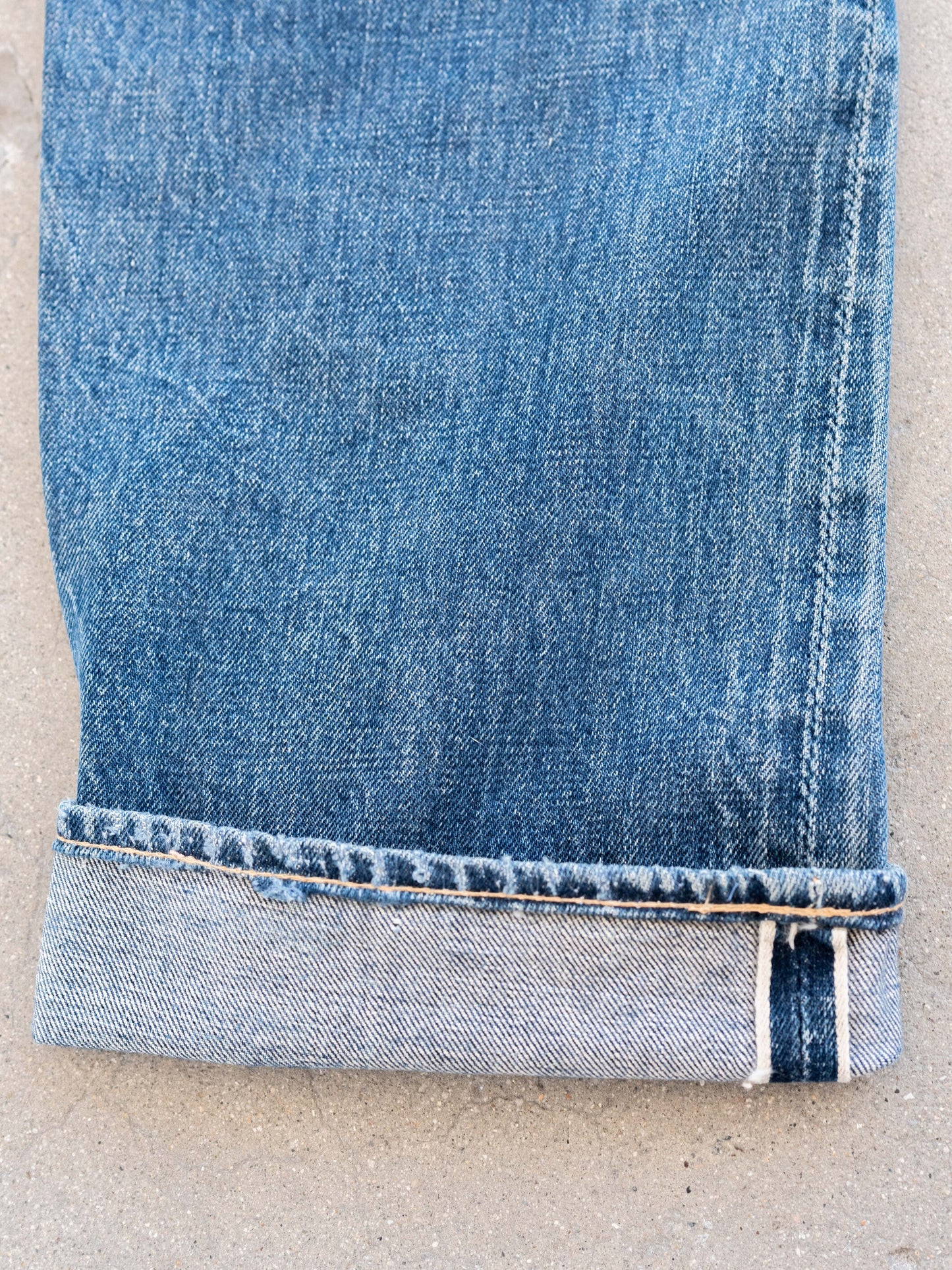 1960’s Big E 501XX Hidden Rivets in a Light Midwash with Repairs 30W