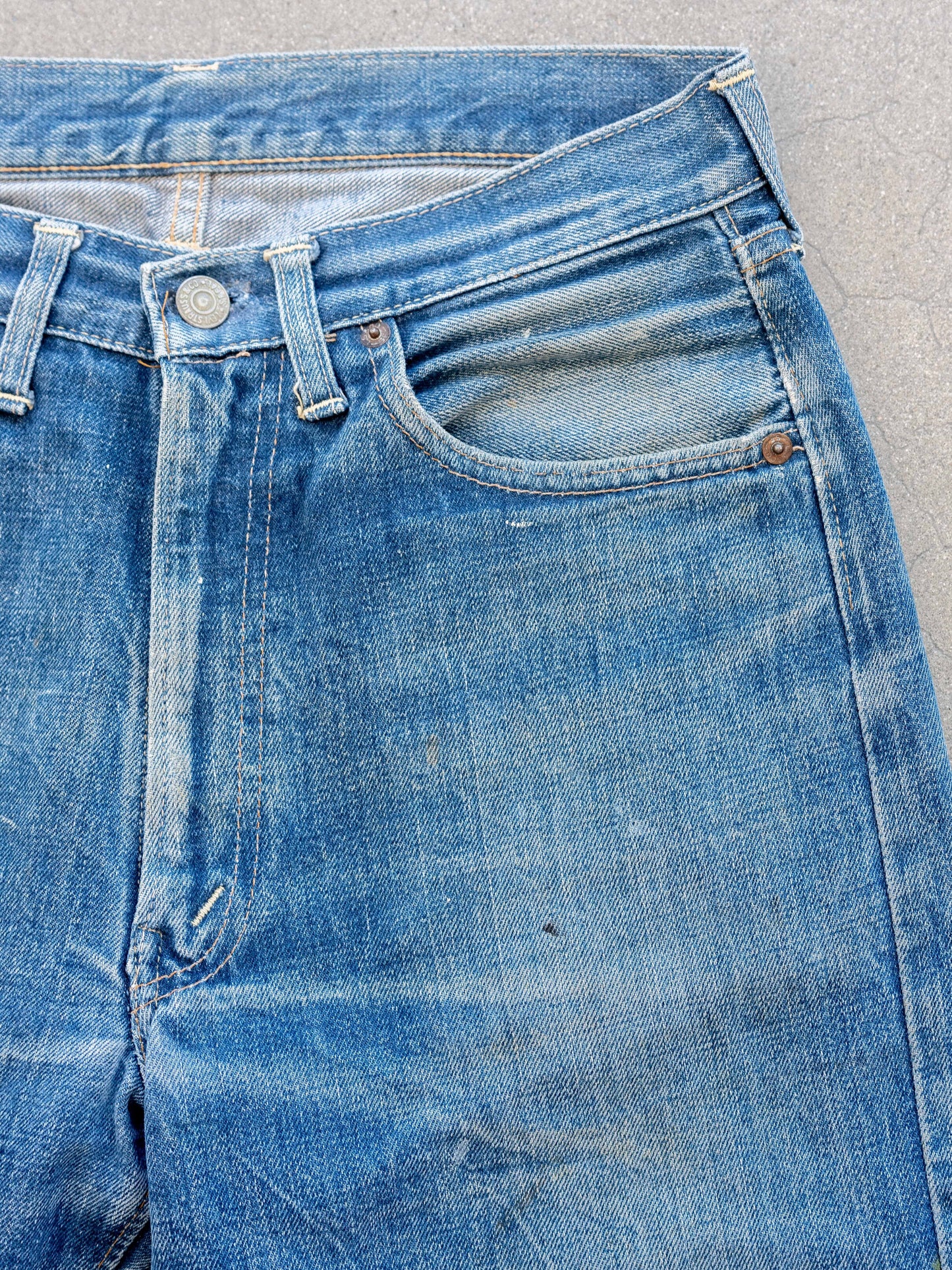 1960’s Levi's 502 Big E Selvedge with Paint, Wear, and Repairs 30W