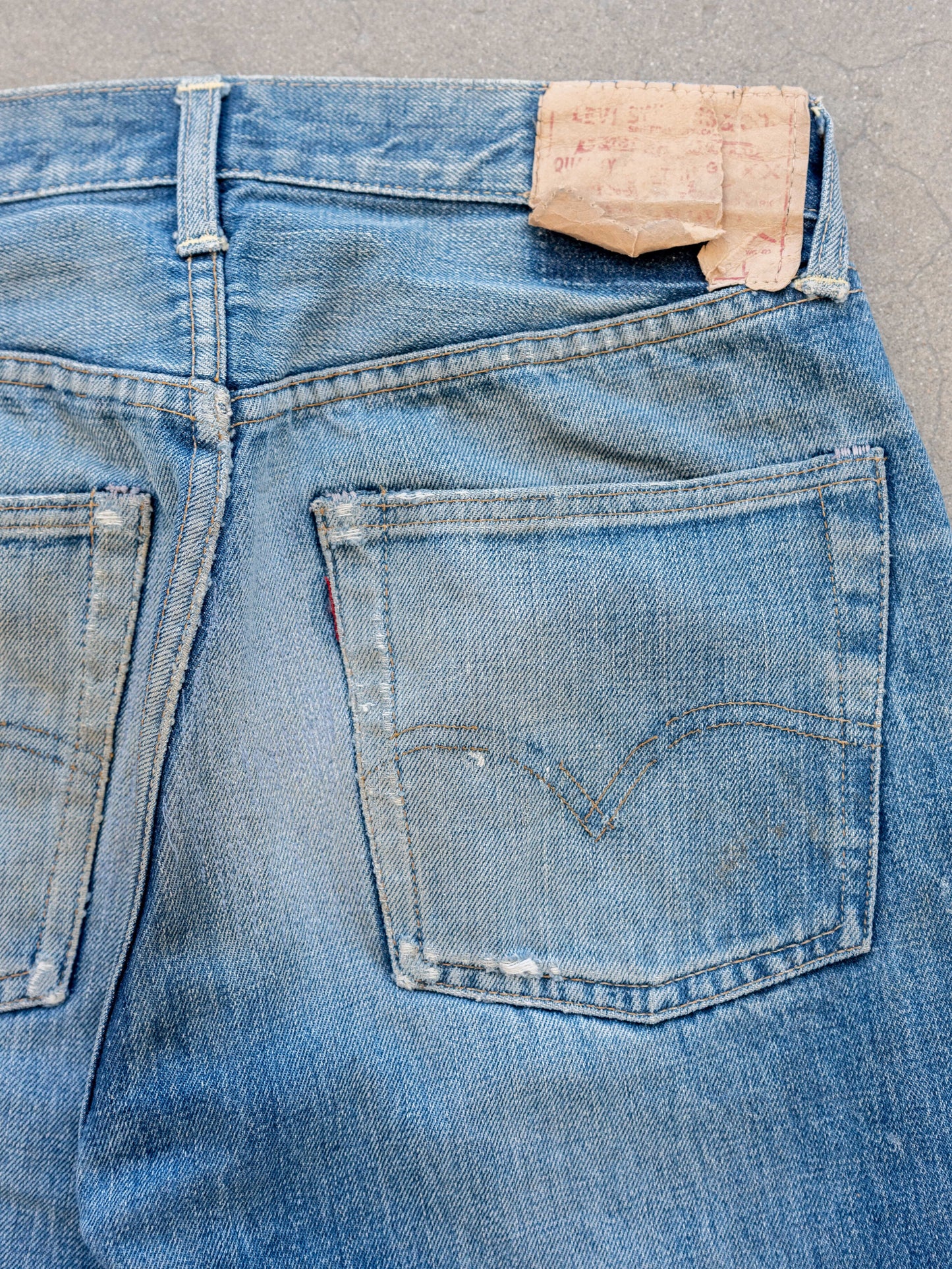 1960’s Levi's 502 Big E Selvedge with Paint, Wear, and Repairs 30W