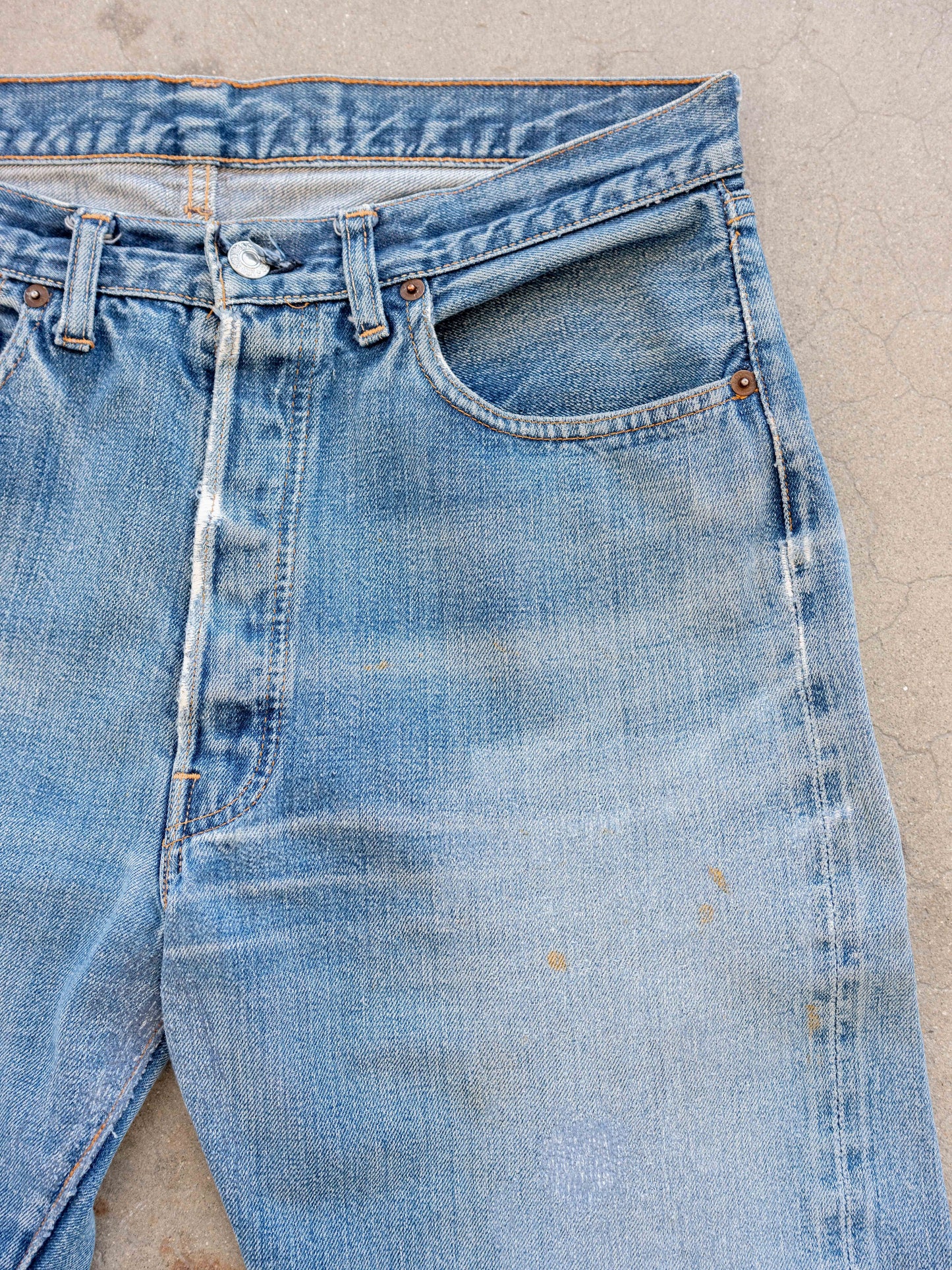 1960’s Levi’s Big E 501s in a Light Midwash with Repairs 33W