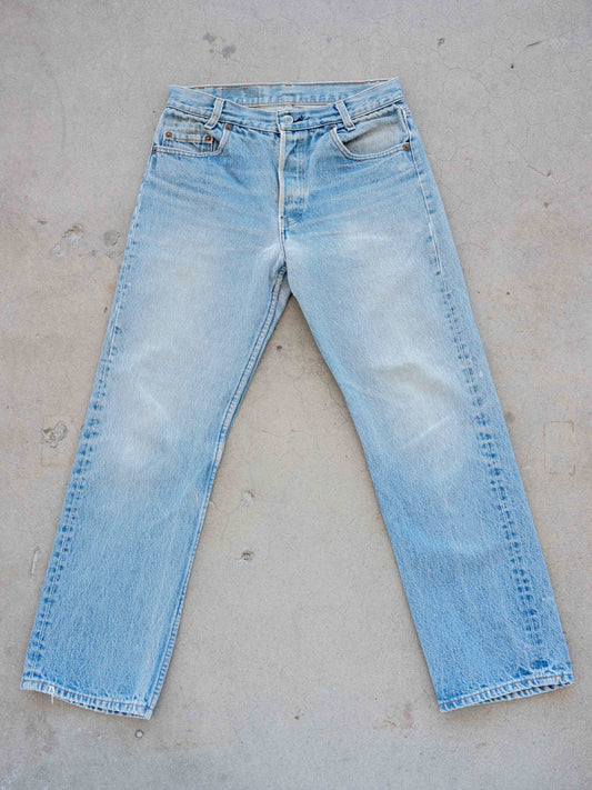 1980’s Levi’s 701 in a Light Midwash with Character 30W