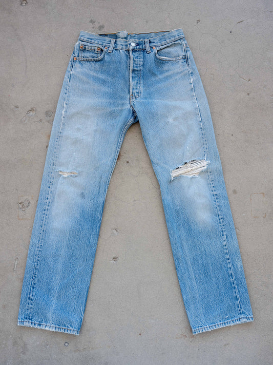 1990’s Levi’s 501s in a Midwash with Rips 30W