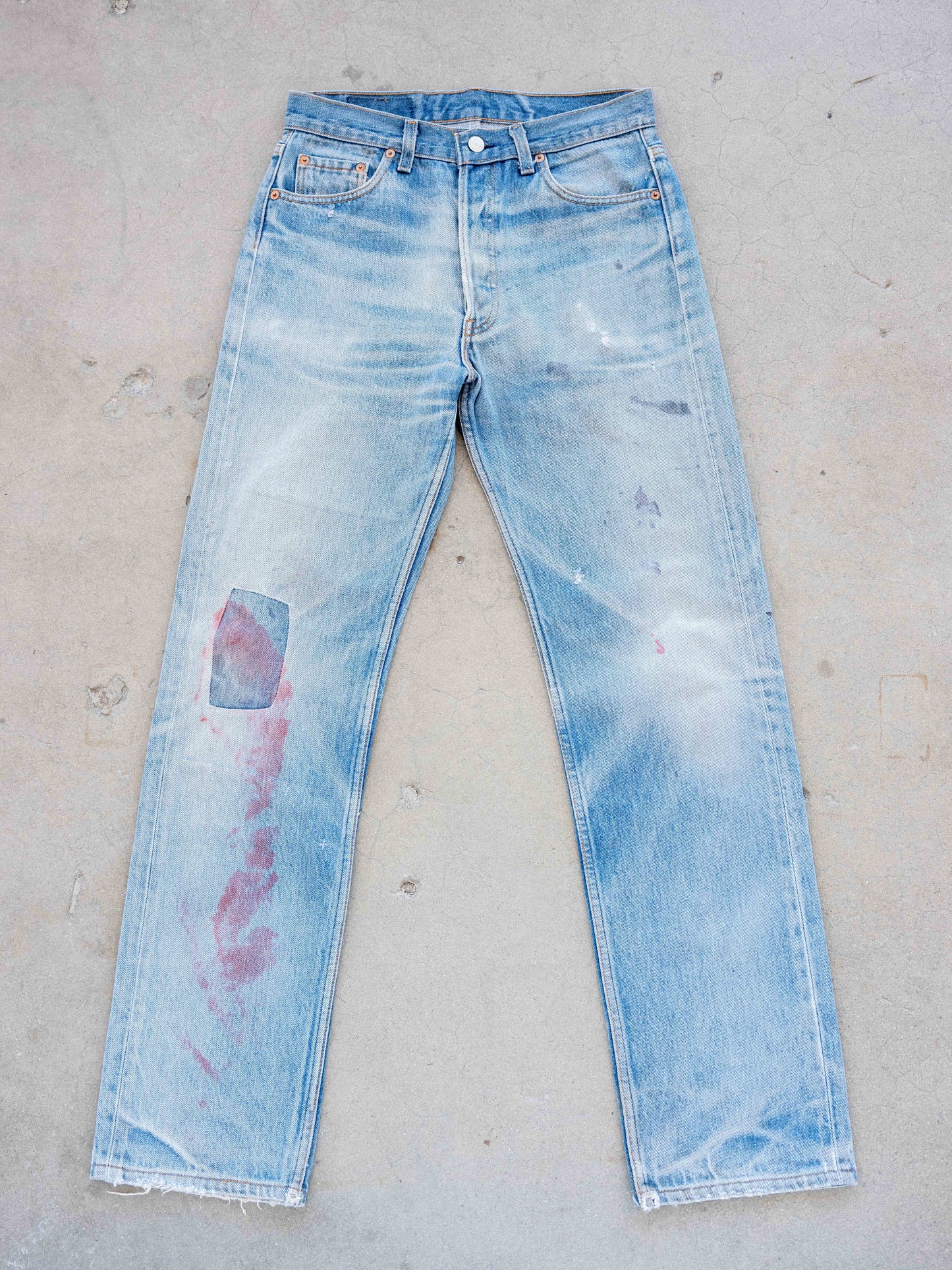 1990’s Levi’s 501s with Paint and Repairs with Great Character 30W