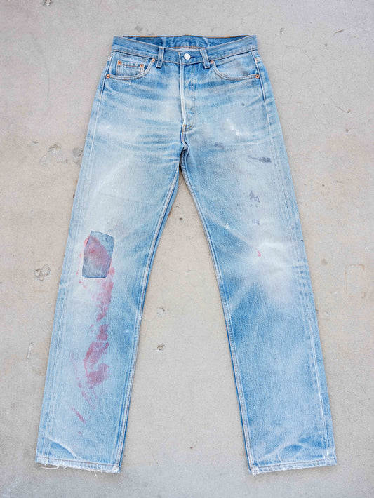 1990’s Levi’s 501s with Paint and Repairs with Great Character 30W