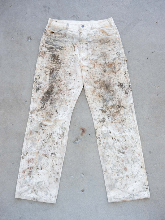 1990’s Heavily Painted “White” Dickies Carpenters with Rips 34W
