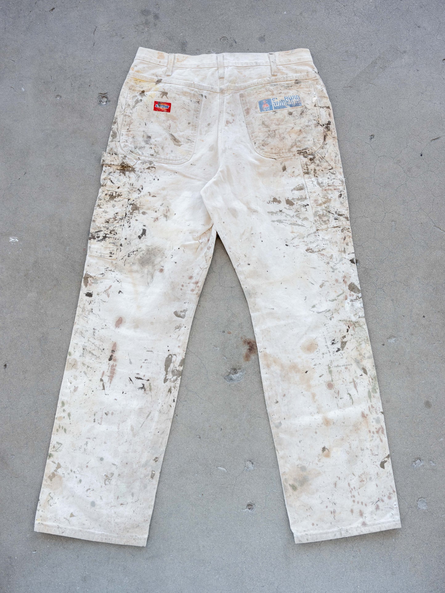 1990’s Heavily Painted “White” Dickies Carpenters with Rips 34W