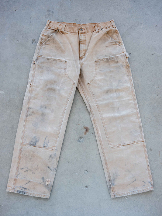1990’s/200’s Tan Carhartt Doubleknees with Wear and Aging 37W