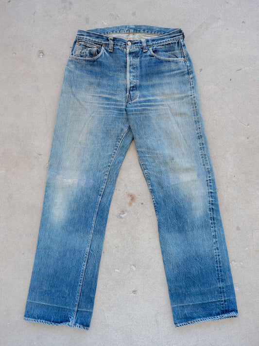 1947 Model Levi's 501 in a Dark Midwash with Whiskering