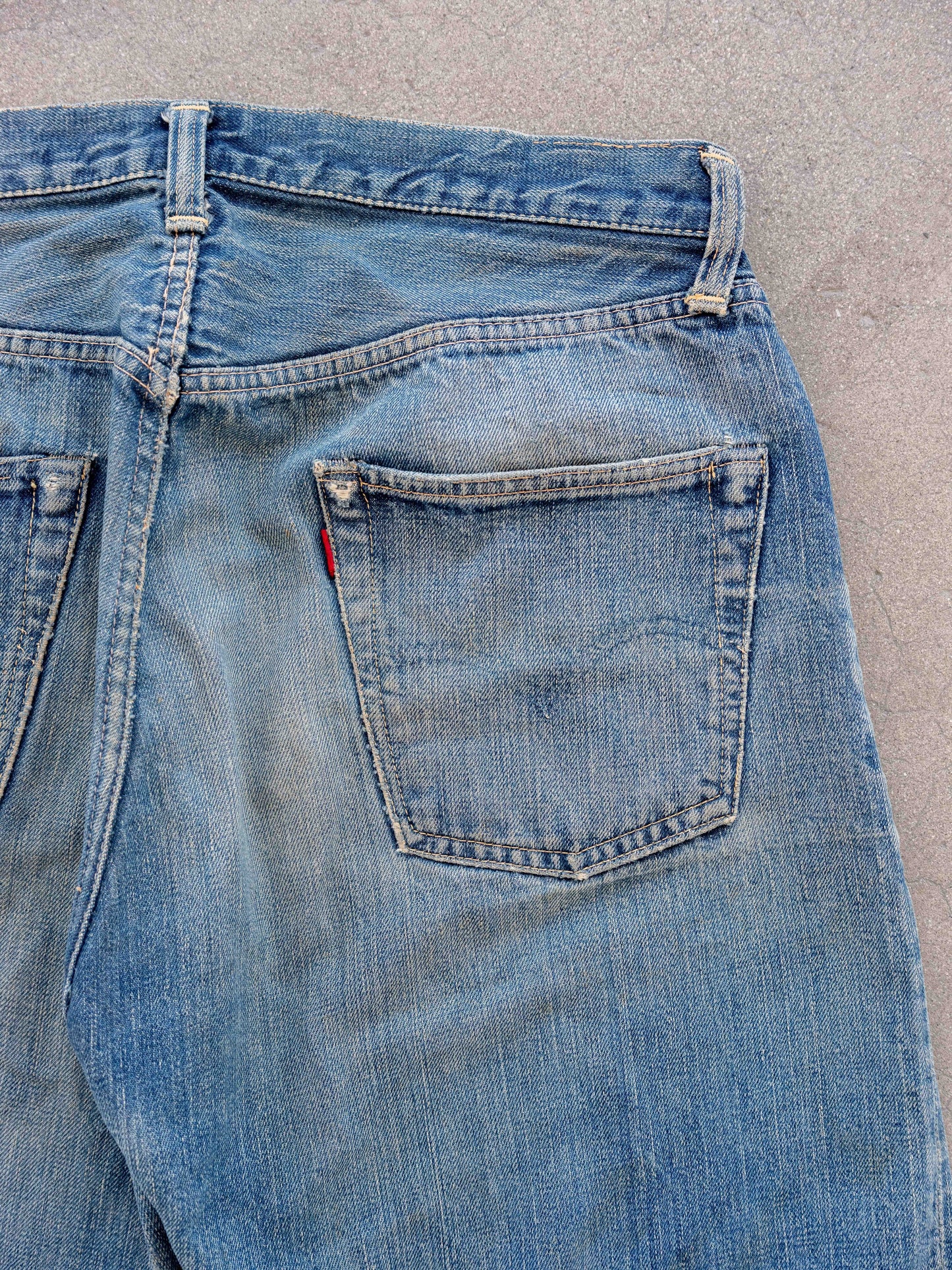 1947 Model Levi's 501 in a Dark Midwash with Whiskering