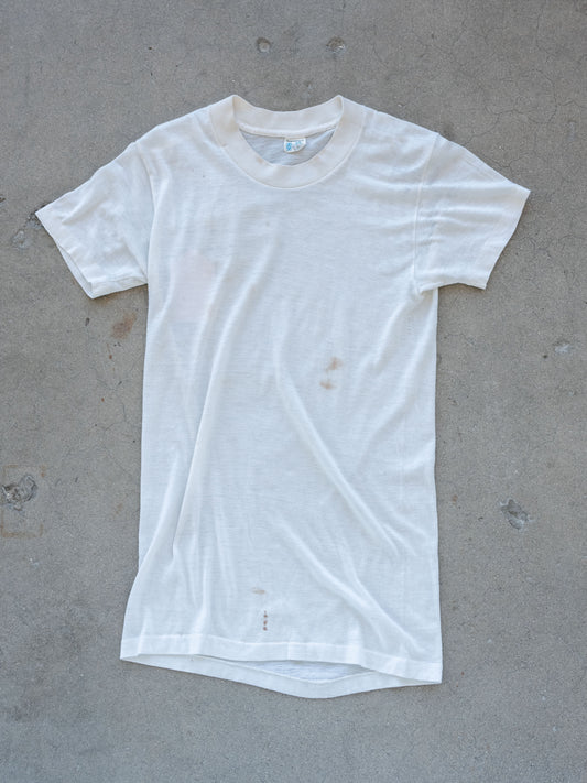 1970’s Stained Sheer White Blank Tee (Size Extra Small)