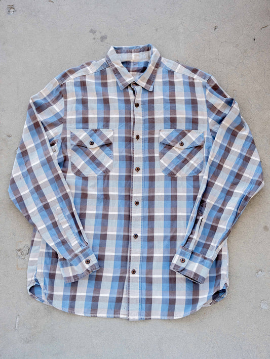 1960’s Blue All Cotton Flannel with Metal Buttons and Selvedge Gussets