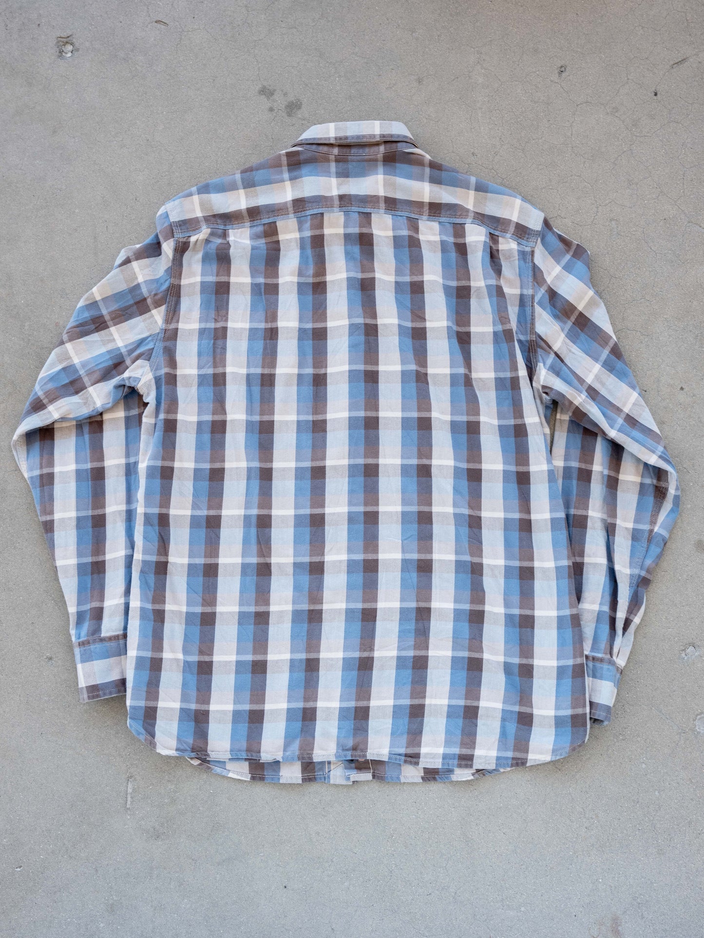 1960’s Blue All Cotton Flannel with Metal Buttons and Selvedge Gussets