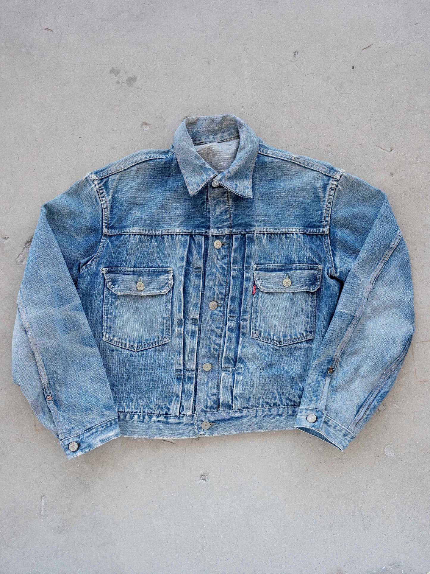 1950's Levi's 507XX Type Two Jacket with Distressing and Repairs Size 46
