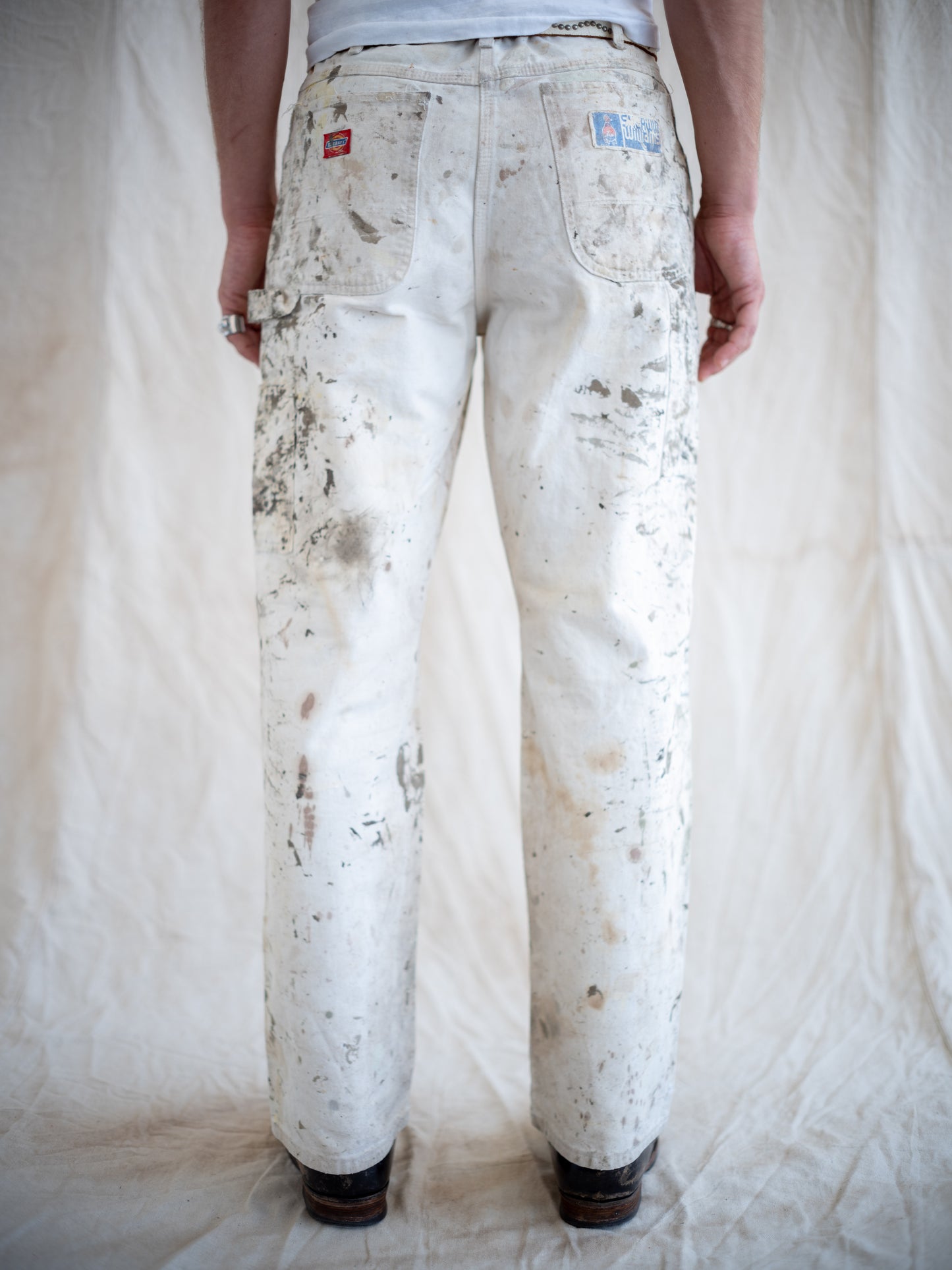 1990’s Heavily Painted “White” Dickies Carpenters with Rips 34W