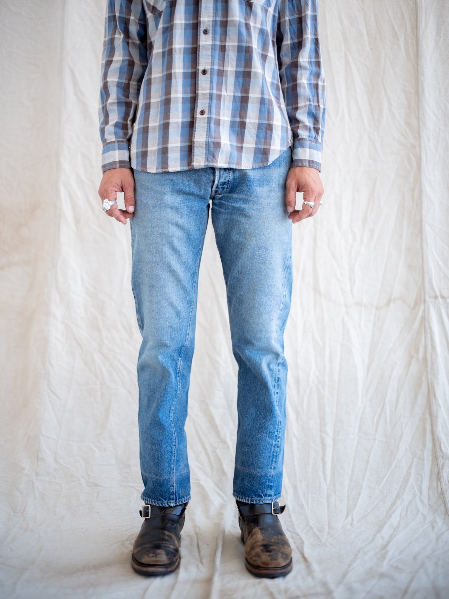 1960’s Levi’s Big E 501s in a Light Midwash with Repairs 33W