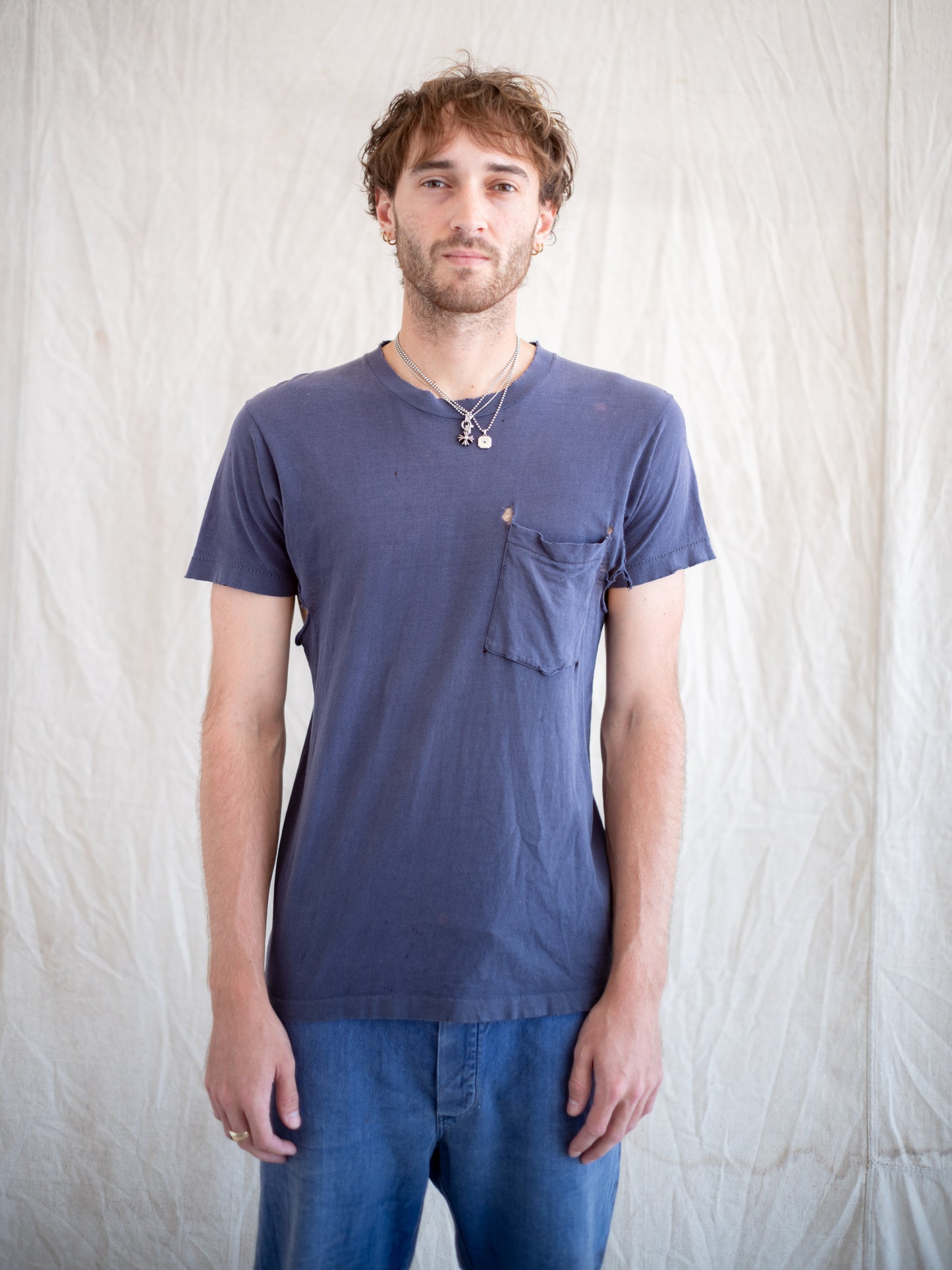 1980’s Heavily Distressed Navy Pocket Tee