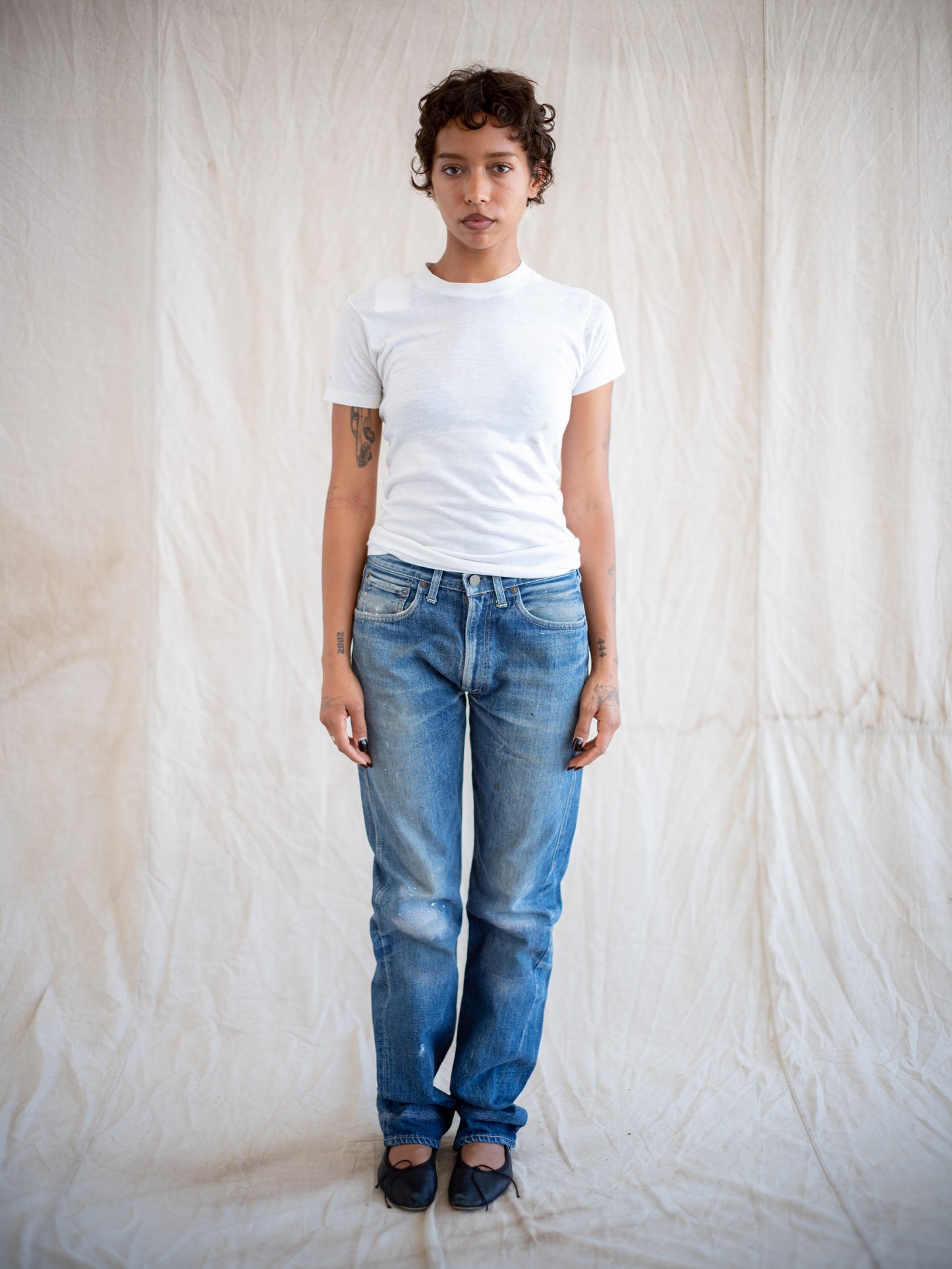 1960’s Levi's 502 Big E Selvedge with Paint, Wear, and Repairs 30W