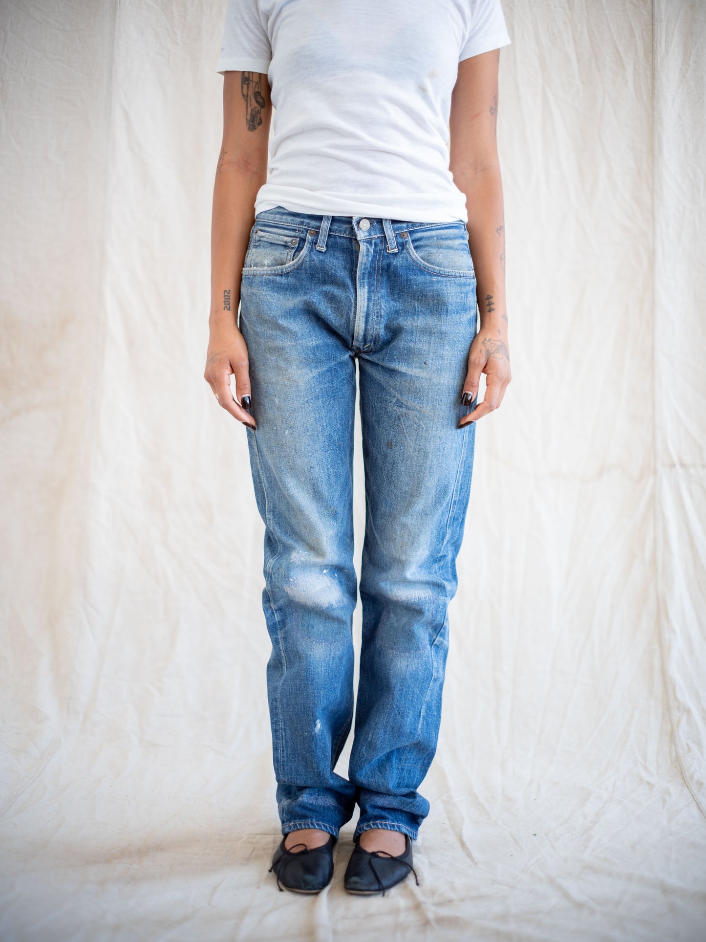 1960’s Levi's 502 Big E Selvedge with Paint, Wear, and Repairs 30W