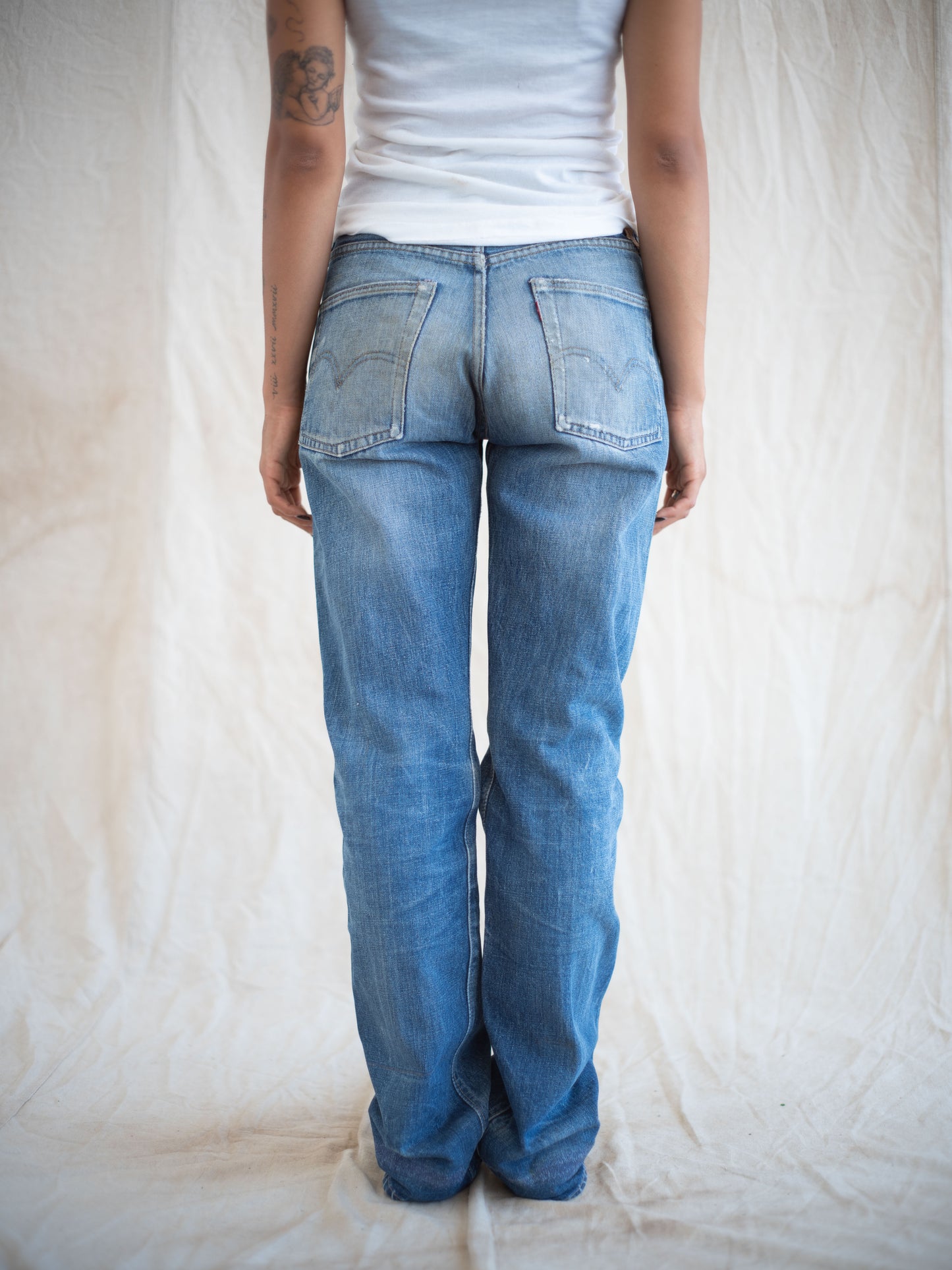 1960’s Levi's 502 Big E Selvedge with Paint, Wear, and Repairs 30W