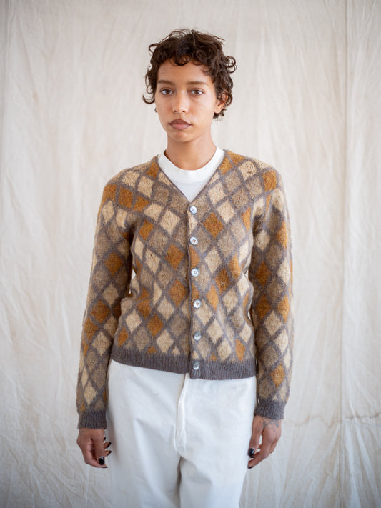 1960’s Argyle Mohair Sweater with Distressing (Size Small)