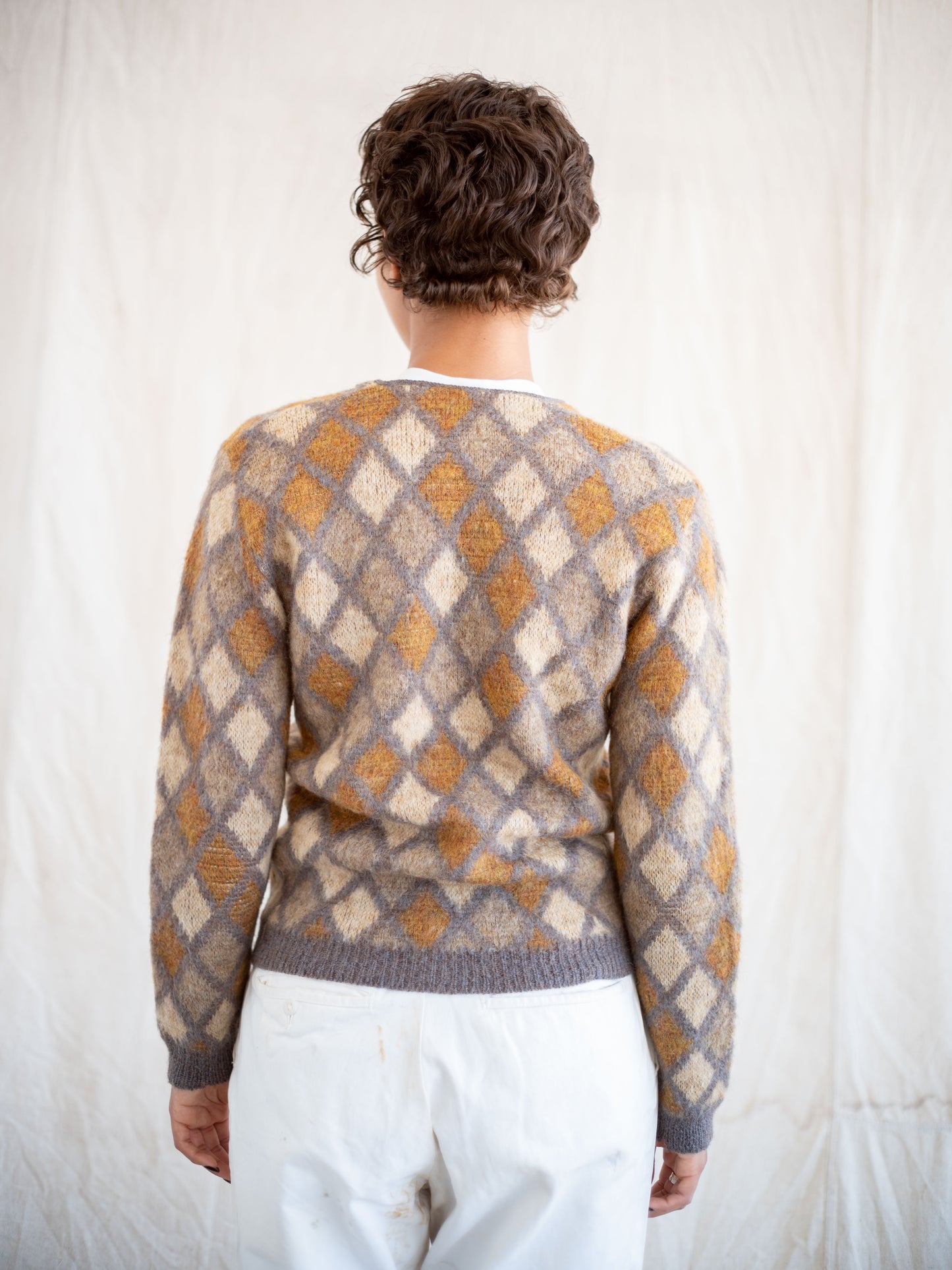 1960’s Argyle Mohair Sweater with Distressing