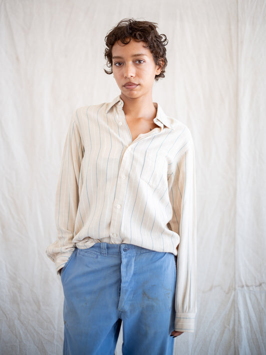 1930’s/1940’s All Cotton Striped Buttonup (Size Small)