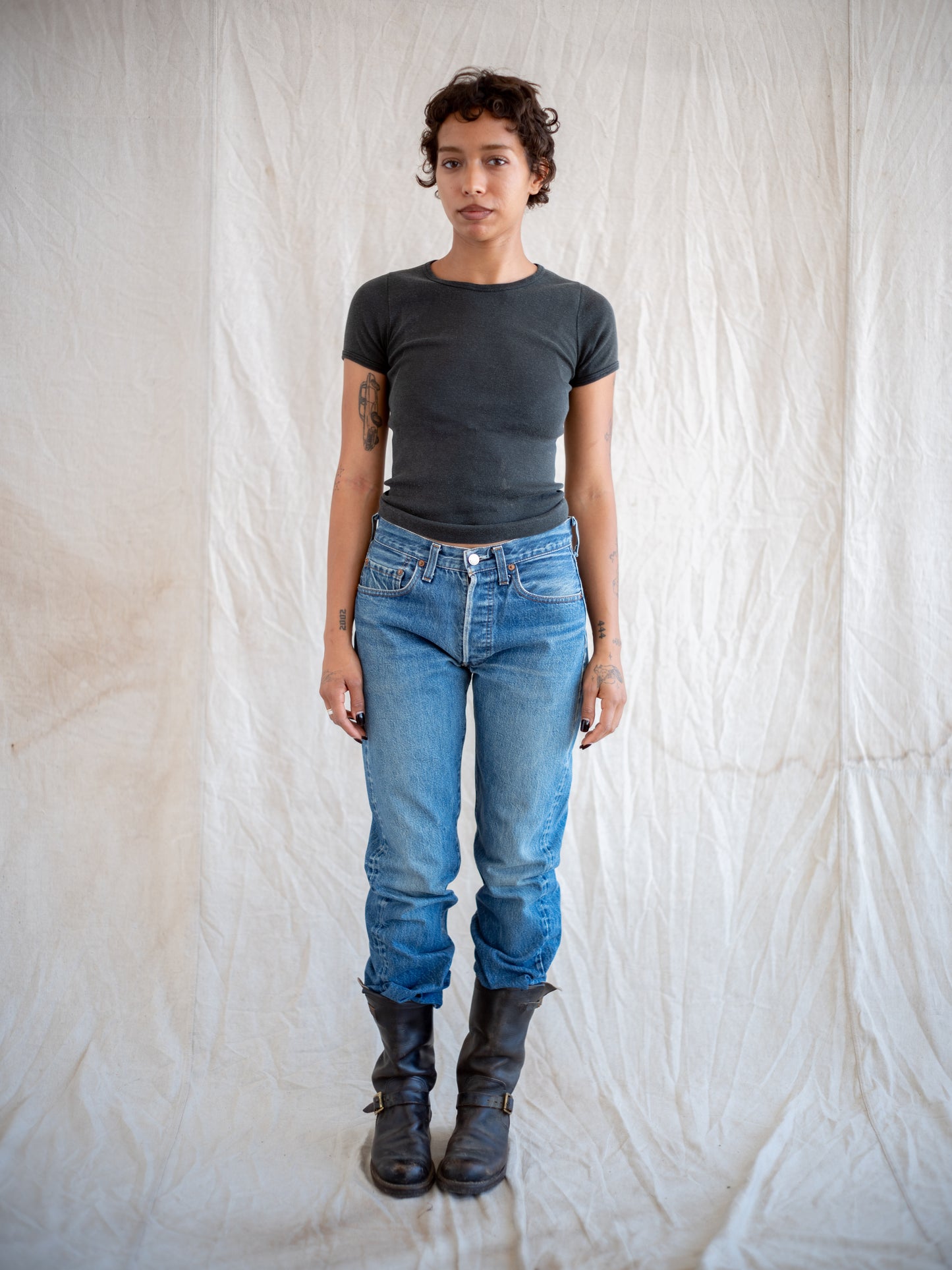 1980’s Levi’s 501 Redlines in a Dark Midwash with Slight Whiskers 30W