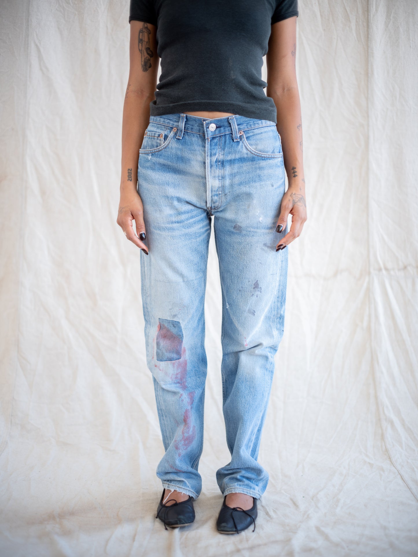 1990’s Levi’s 501s with Paint and Repairs with Great Character 30W