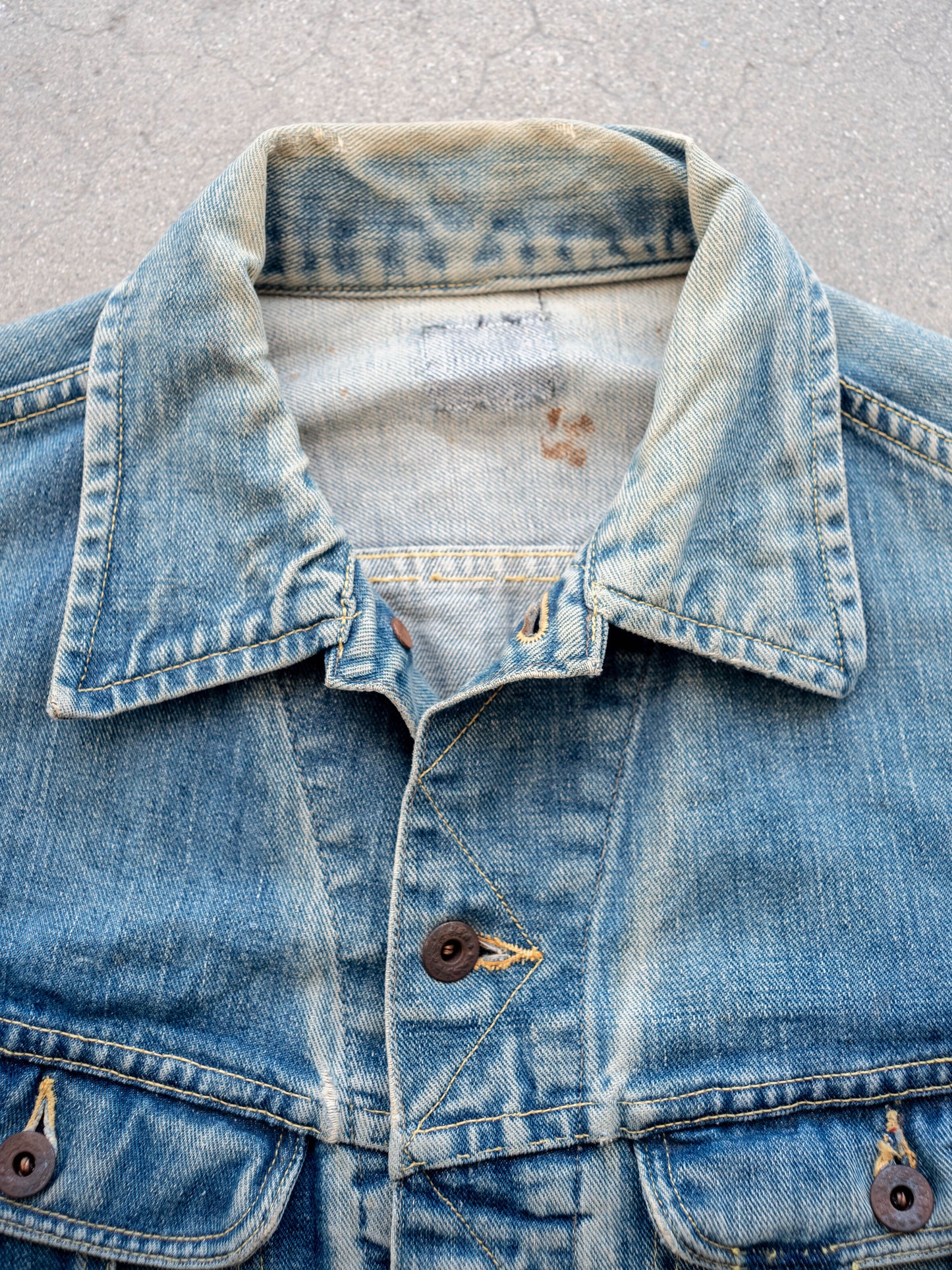 1960’s/1970’s Lee Rider Jacket with Replaced Buttons in a Crazy Wash (Size Medium)