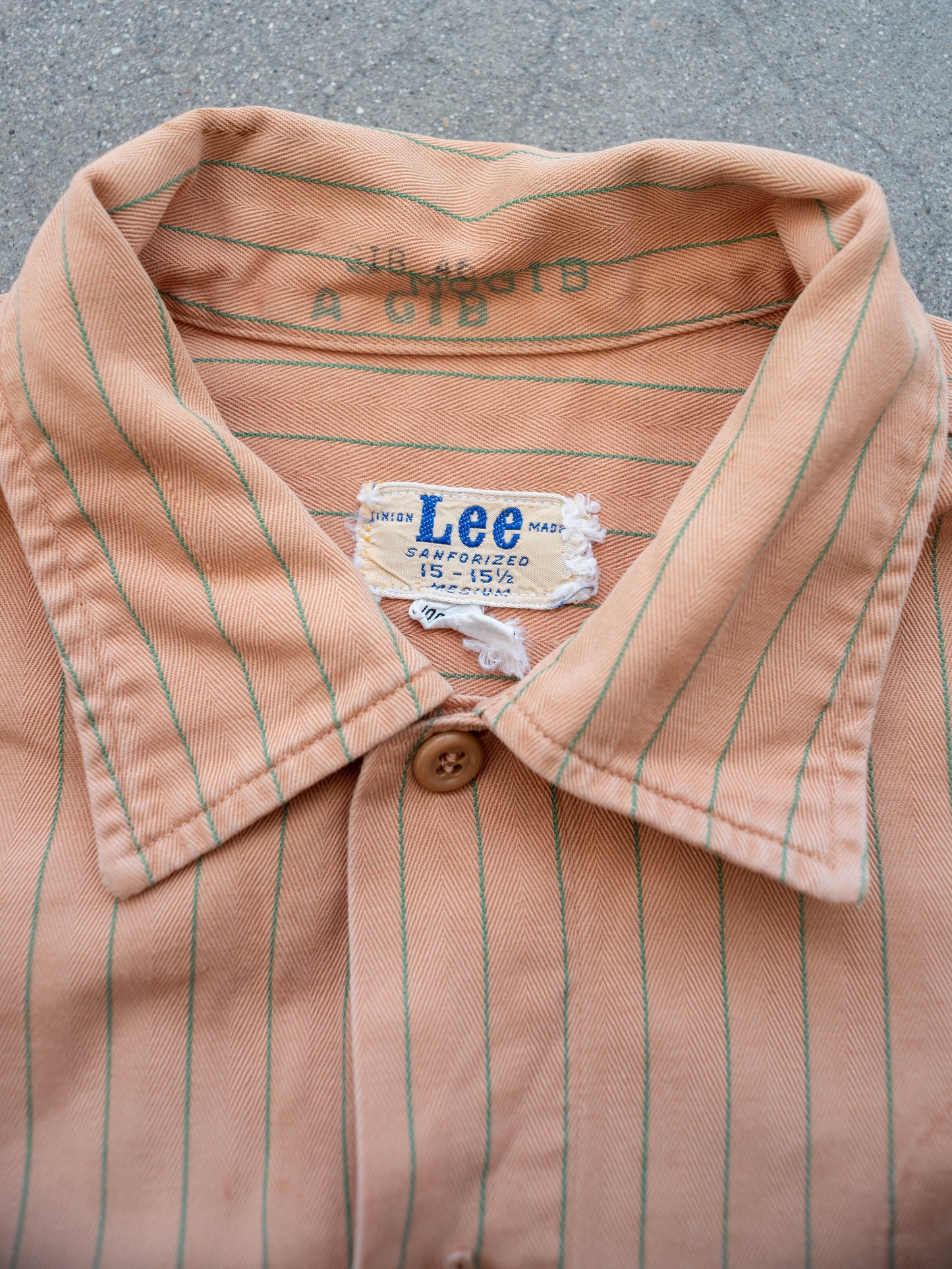 1950’s/1960’s Lee Coca-Cola Work Shirt in Striped HBT (Size Large)