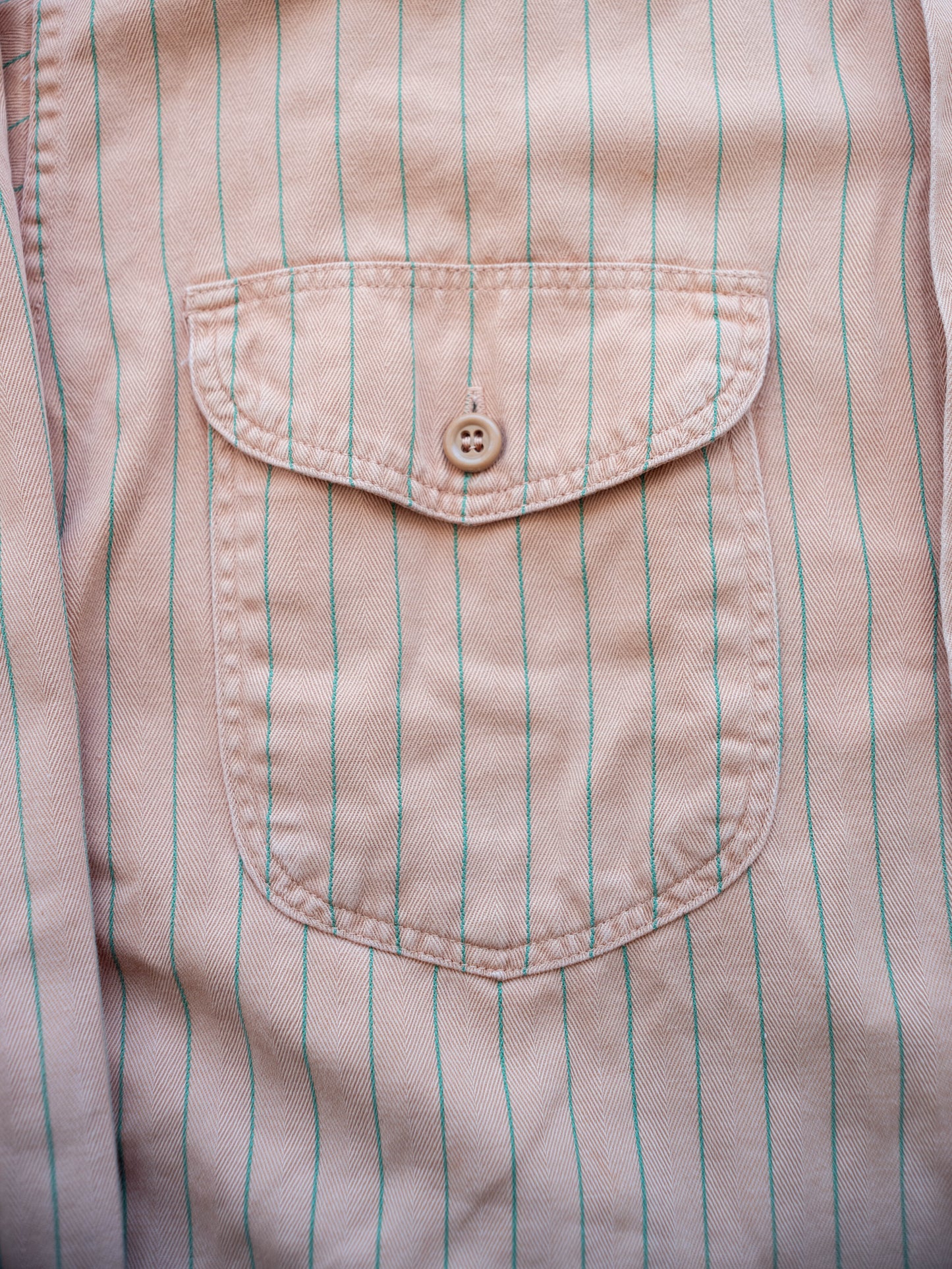 1950’s/1960’s Lee Coca-Cola Work Shirt in Striped HBT (Size Large)